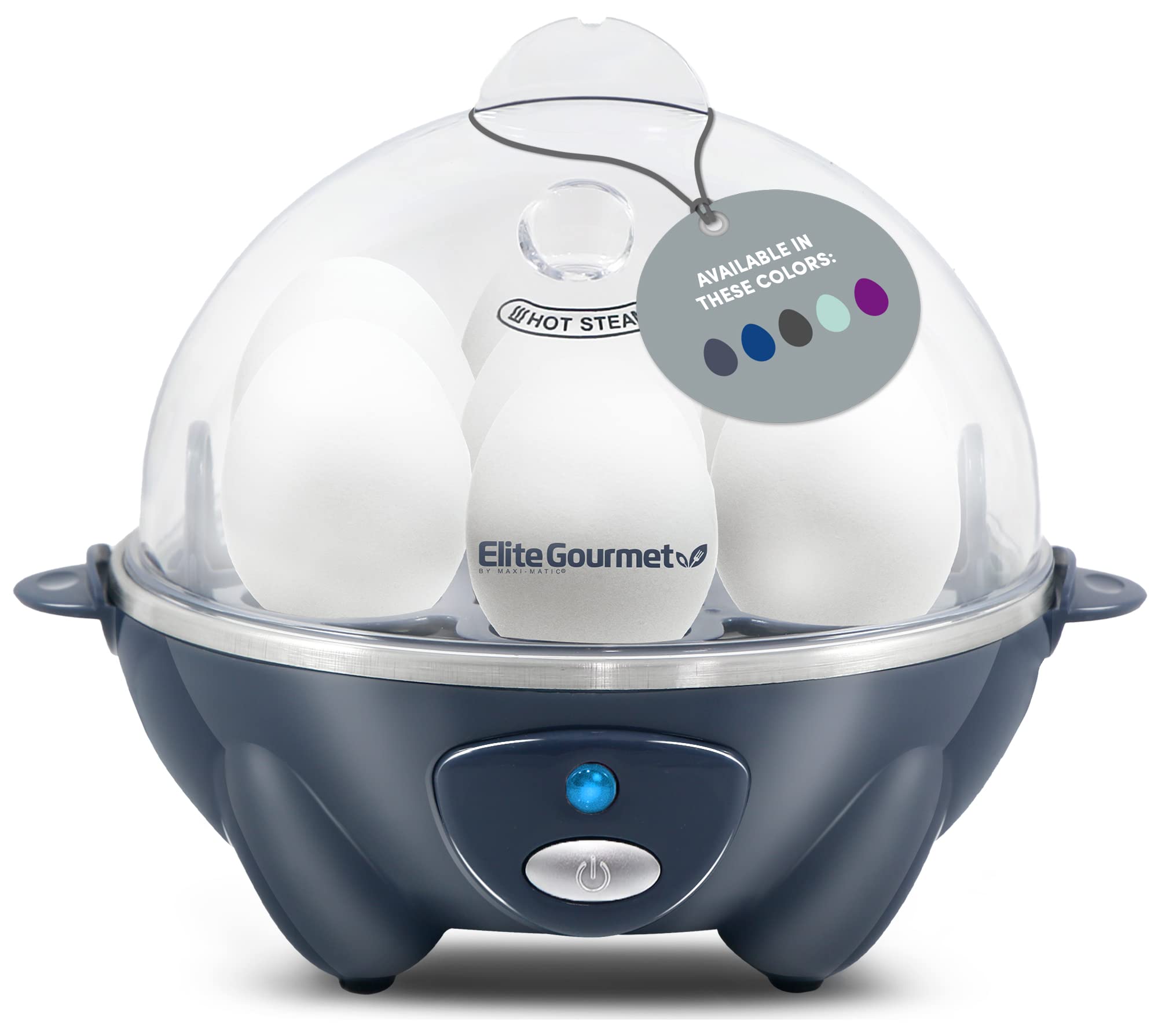 Elite Gourmet Egc710Bg Rapid Egg Cooker, 7 Easy-To-Peel, Hard, Medium, Soft Boiled Eggs, Poacher, Omelet Maker, Auto Shut-Off, A