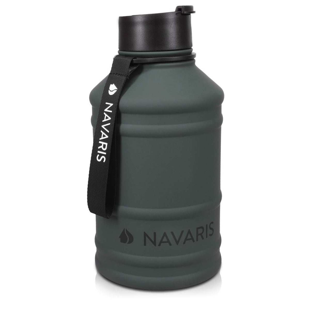 Navaris Stainless Steel Water Bottle - Single-Walled 75Oz (2.2L) Big Metal Drinking Bottle For Sports, Camping, Gym - More Than