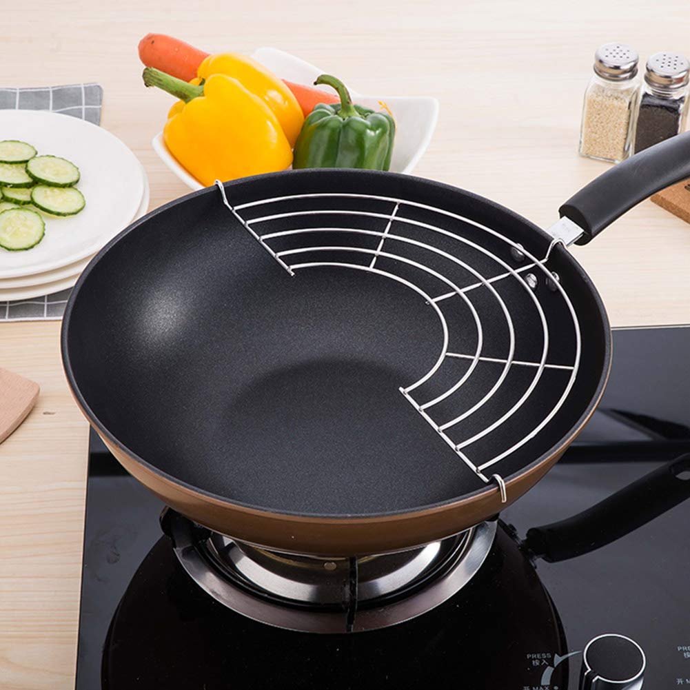 Oil Drain Rack, Stainless Steel Semi Circular Oil Strainer Shelf For Frying Pan Multi Function Steam Rack Food Cooling Rack Hook