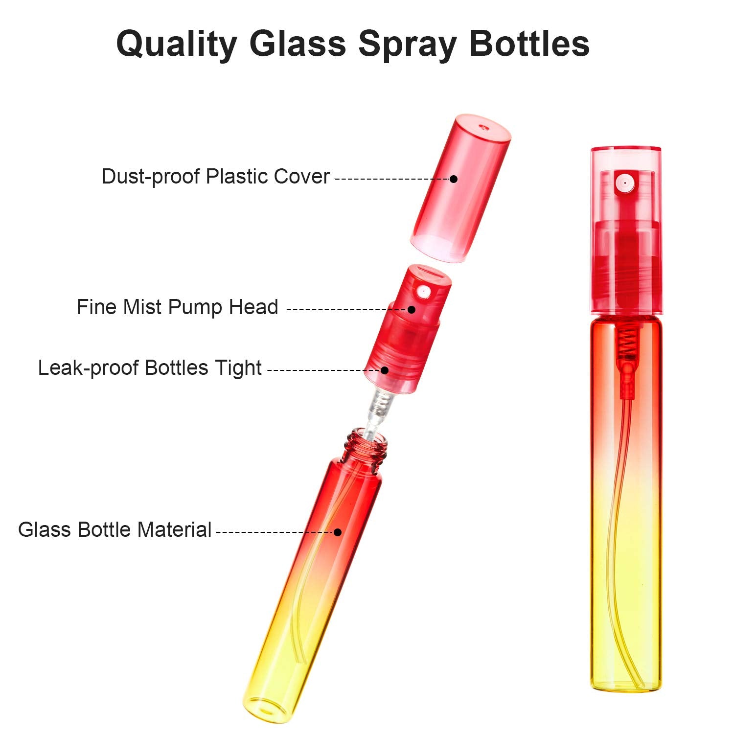 Patelai 18 Pieces 8 Ml Mini Perfume Spray Bottles Atomizer Portable Travel Mister Refillable Empty Container Colorful Glass Bott