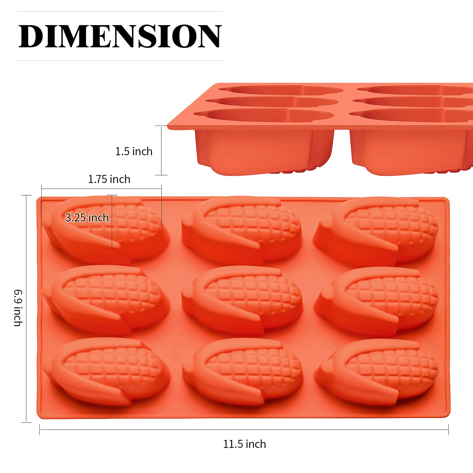 Dootafy 2 Pack Small Corn Stick Bread Pan, Silicone Corn Cob Bread Molds Mini Cake Pans Cakelette Pan For Fall Baking Muffin Cup