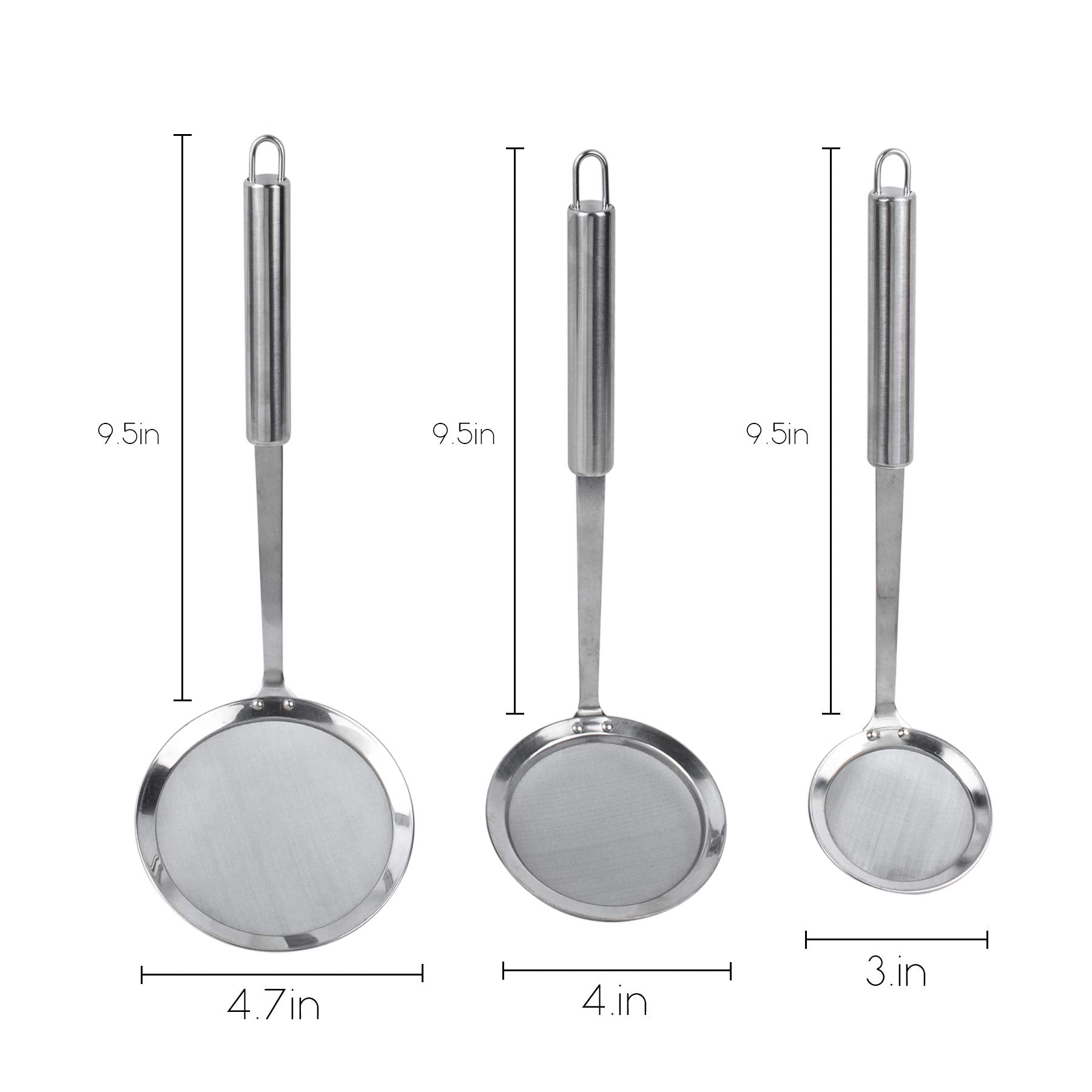 Auear, 3 Pack Hot Pot Fat Skimmer Spoon Stainless Steel Fine Mesh Food Strainer For Oil Filter Skimming Grease Foam Gravy