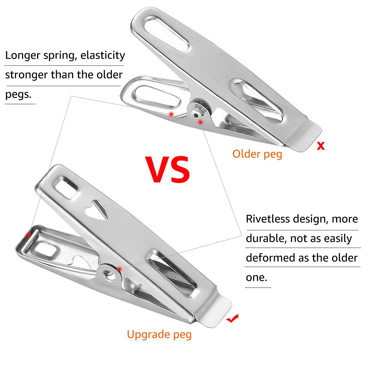 Vipbuy 60 Pcs Strong Stainless Steel Clothes Pins Metal Laundry Clips With Storage Box For Clothes Sock Food Sealing Photos