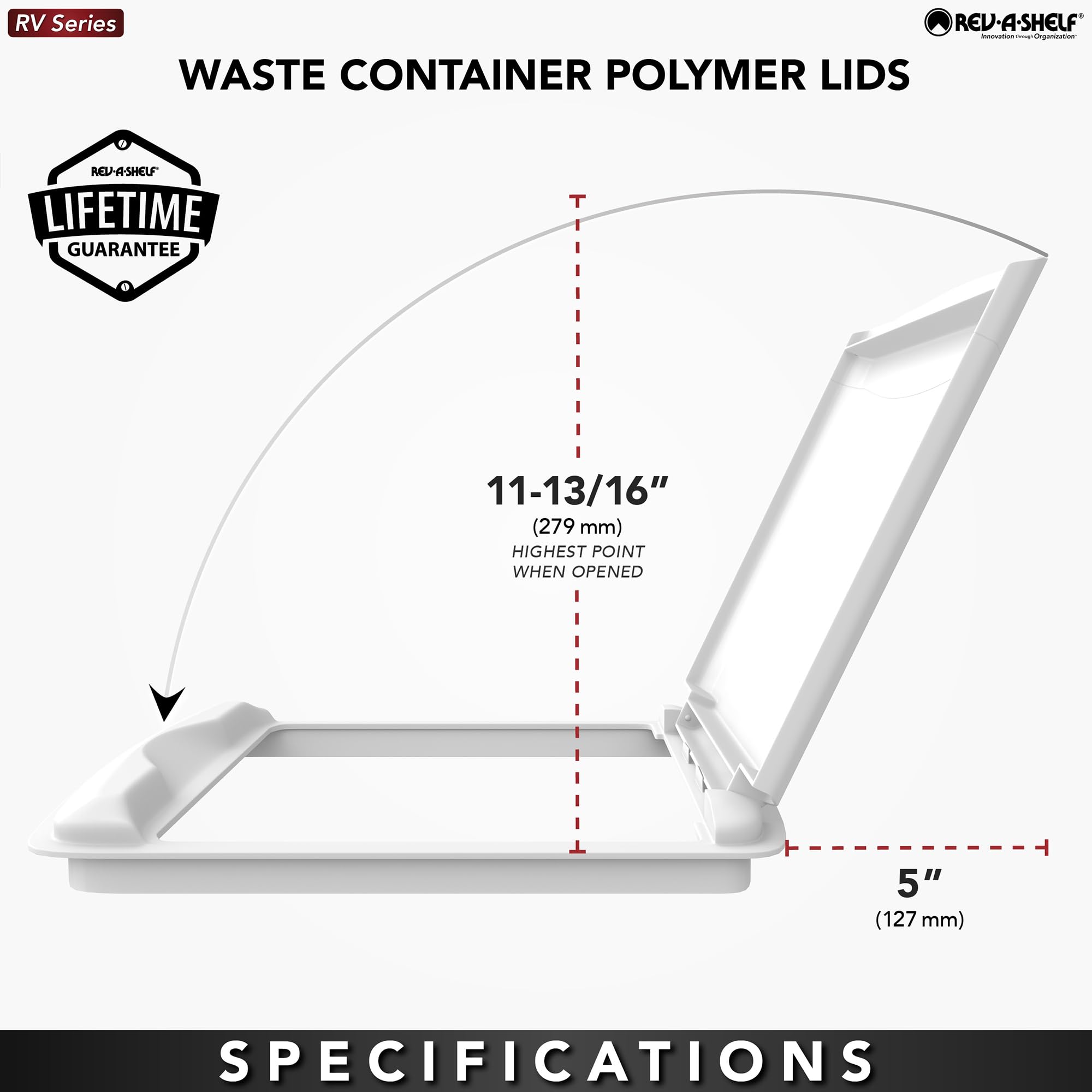 Rev-A-Shelf 50 Qt Under Sink Garbage Can Lid for Base Kitchen and Bathroom Cabinet  Replacement Plastic Trash Bin Lid Only  Green  RV-50-LID-G-1-40