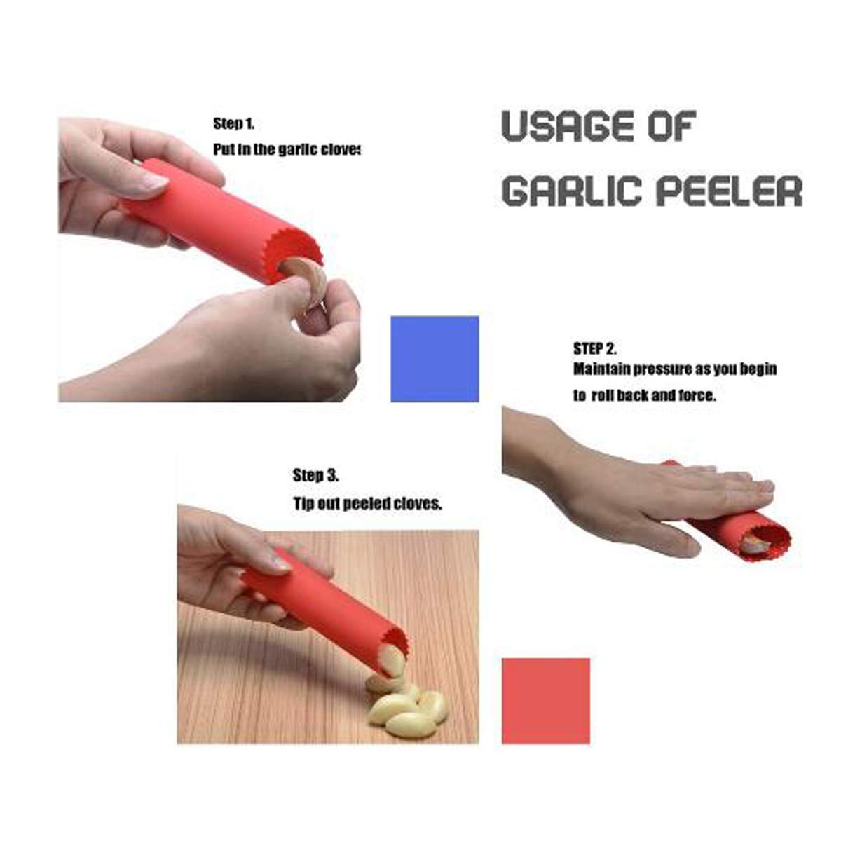 Acosexy Garlic Press Rocker - Stainless Steel Chopper & Mincer with Silicone Peeler, 4.88"x2.83"x2.24", Black - Model Garlic Press001
