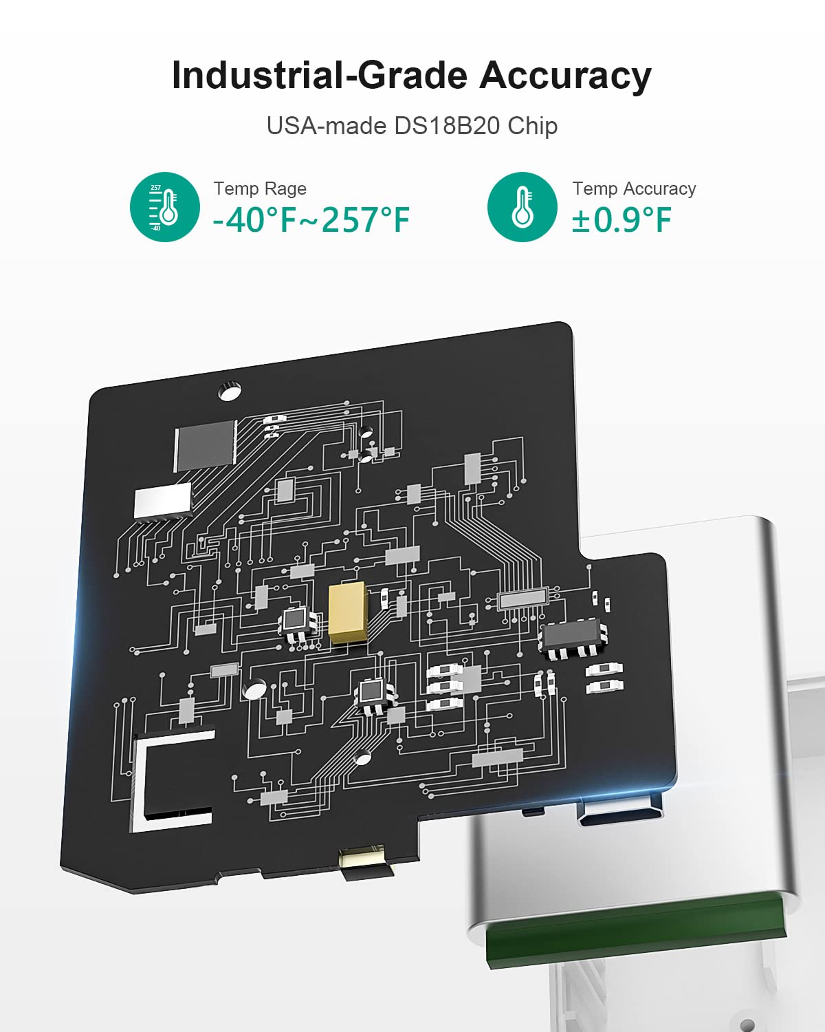 Mocreo Temperature Sensor With Waterproof External Probe, For Freezer With App Alert, Smart Thermometer, Mocreo Hub Required, Re