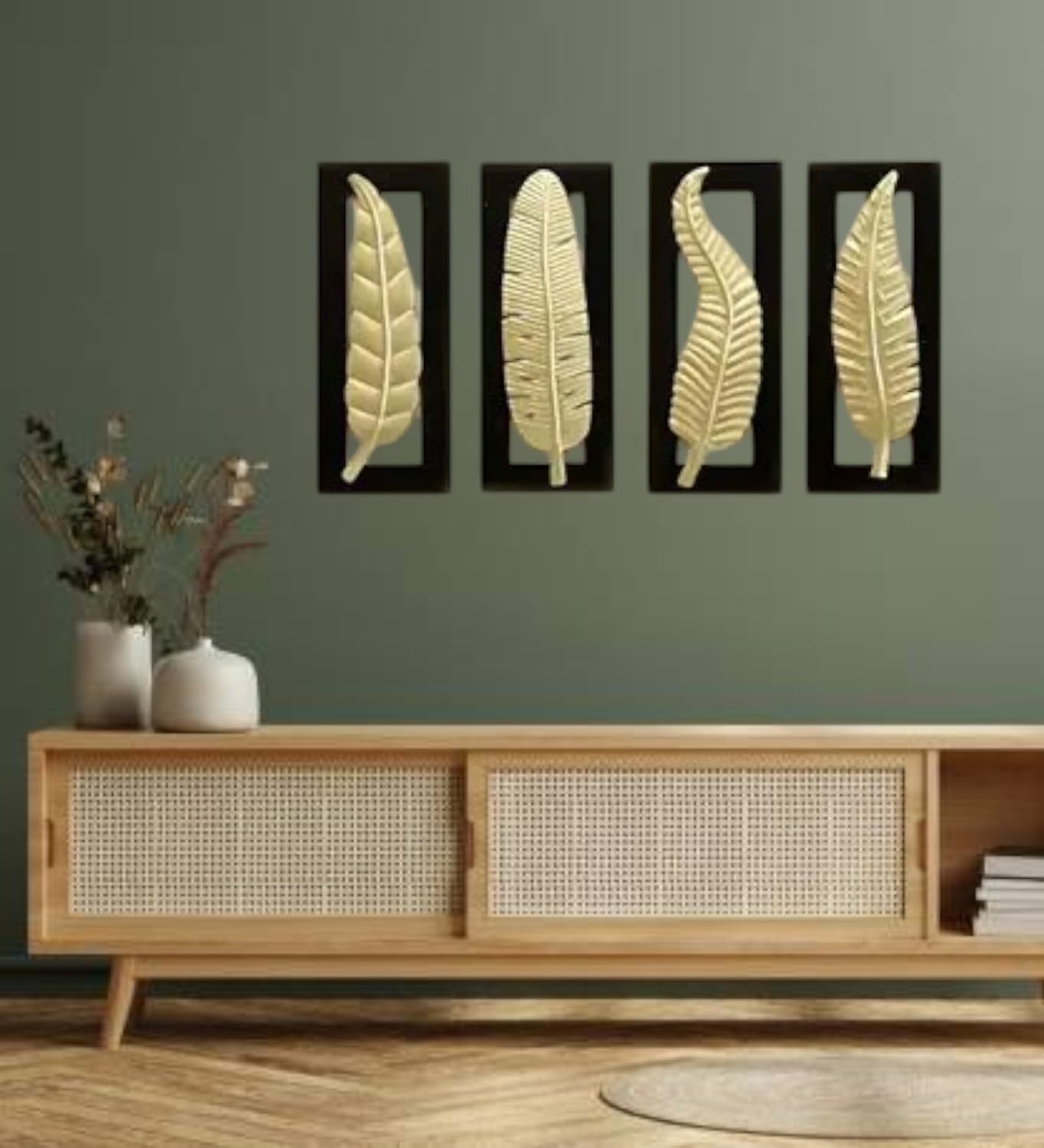 vedas Gold Metal & MDF Vantara Leaf Wall Decor Hanging & Mounted Sculpture Home Decoration Perfect for Living Room/Hotel/Restaur