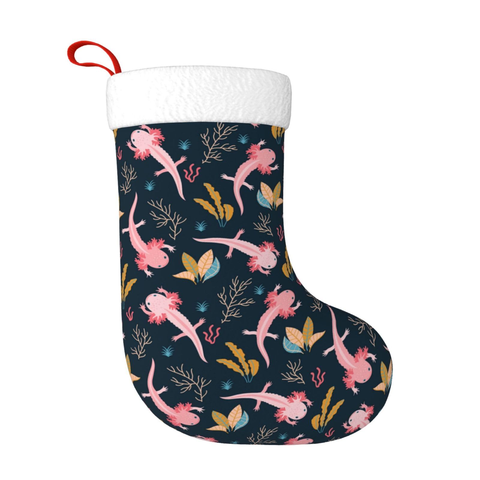 Cute Axolotl Christmas Stockings Hanging Decoration Stockings 17.7 Inch Xmas Stockings for Fireplace Family Party Holiday Decor 