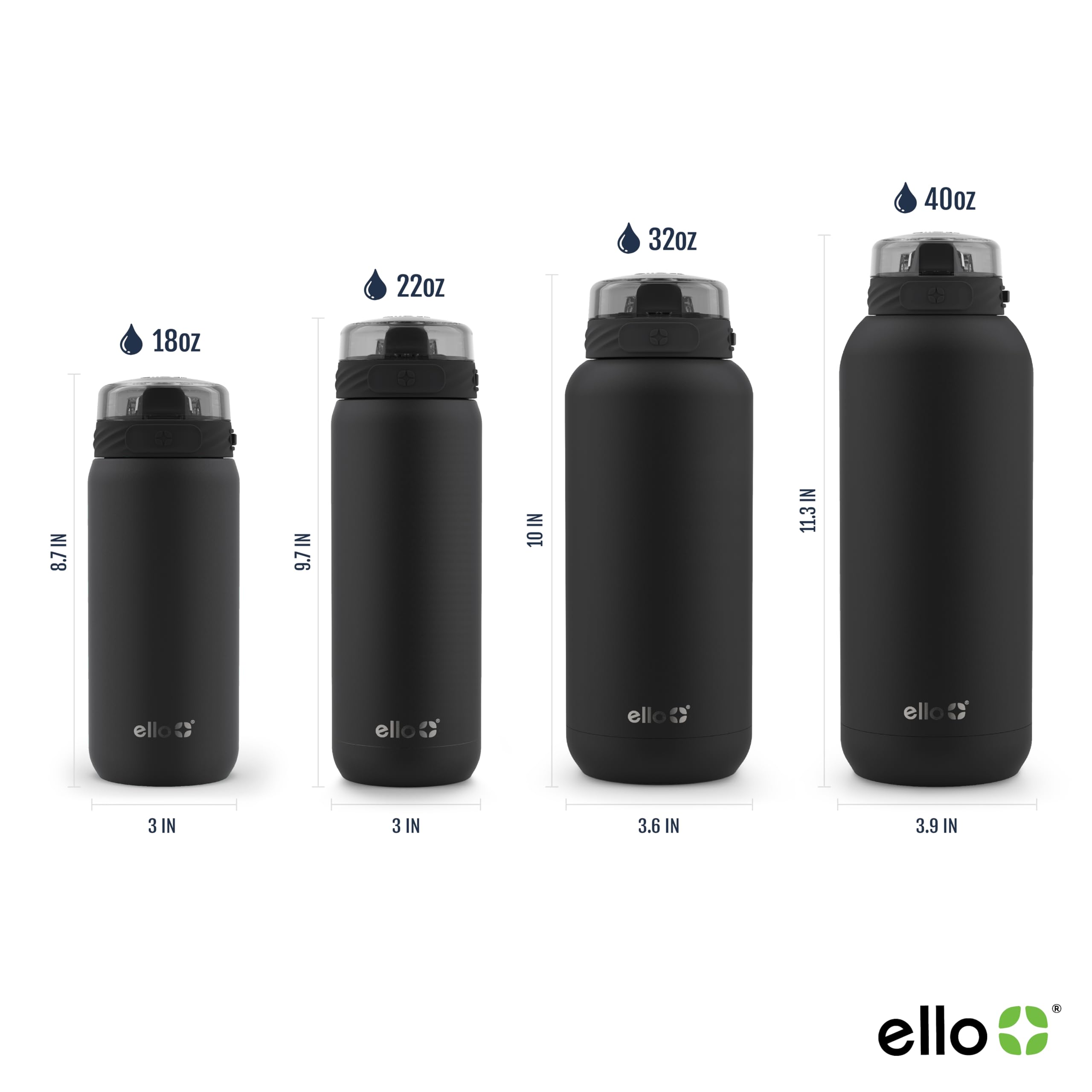 Ello Cooper 32Oz Stainless Steel Water Bottle With Straw And Carry Handle, Double Walled And Vacuum Insulated Metal, Leak Proof