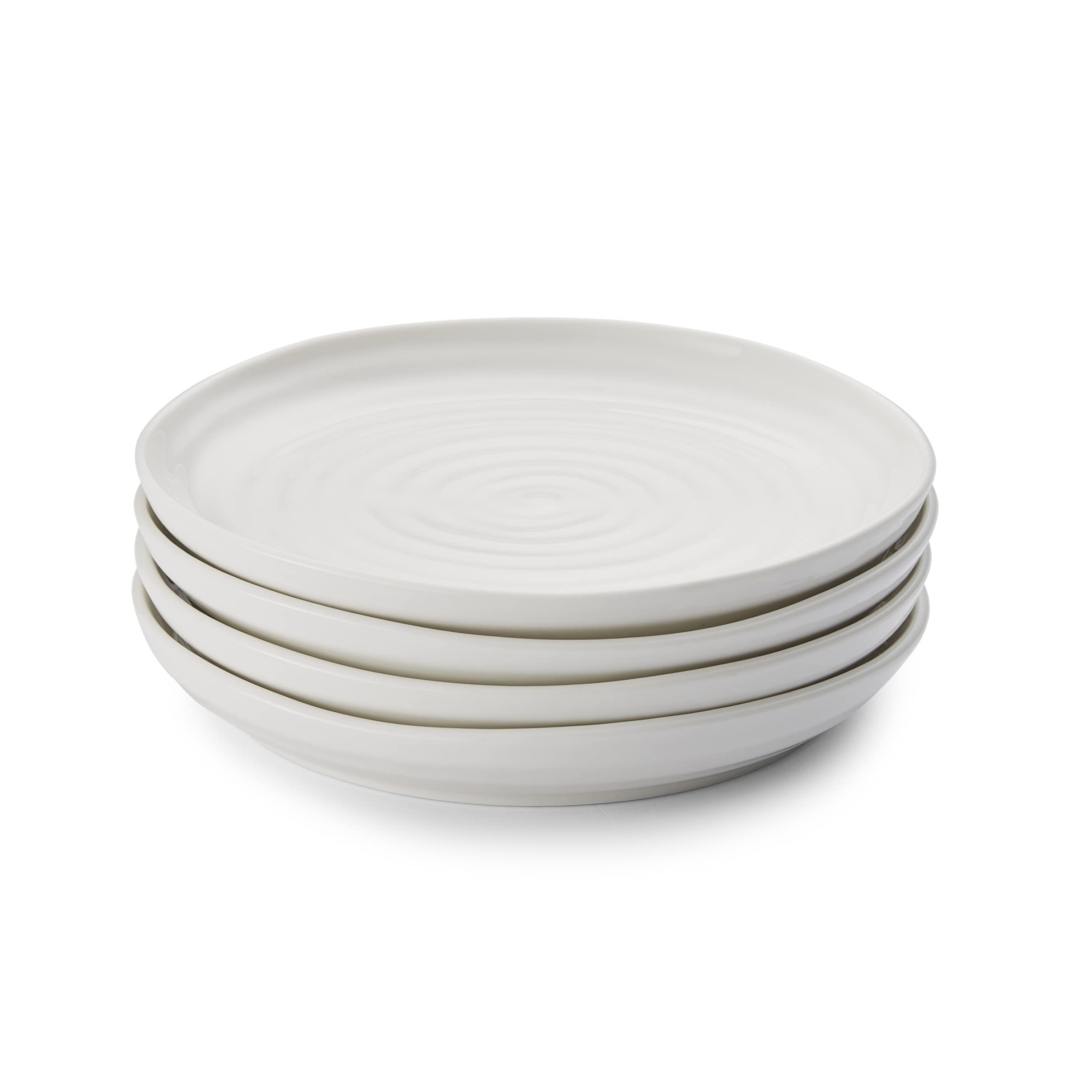 Portmeirion Sophie Conran Coupe Plates | Set Of 4 | Porcelain Serving Dishes | White Pasta And Salad Plate | Large Dinnerware Pl