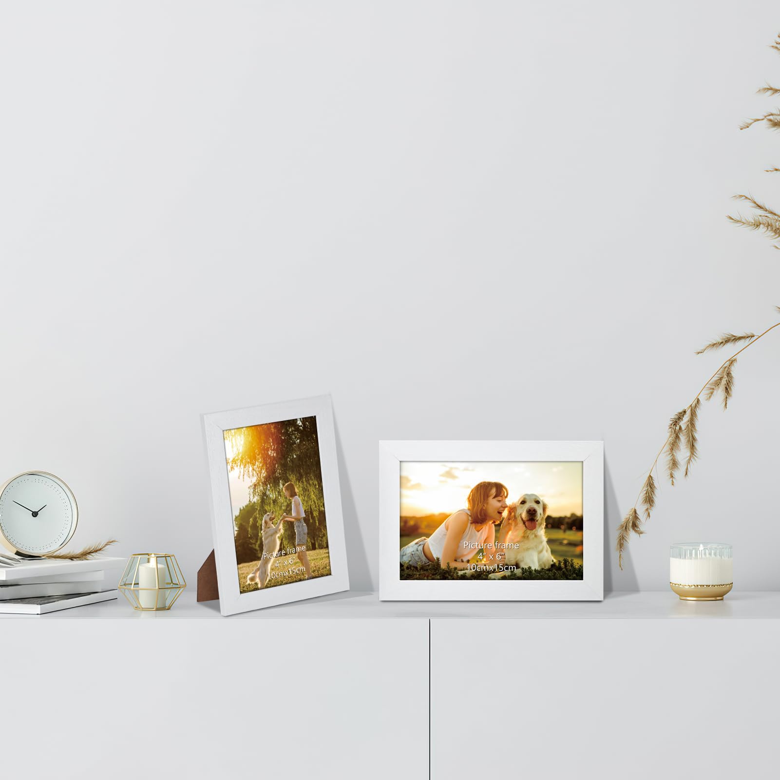 HORLIMER 4x6 Picture Frame Set of 15, White Picture Frames Display 4 by 6 Photo for Wall or Tabletop