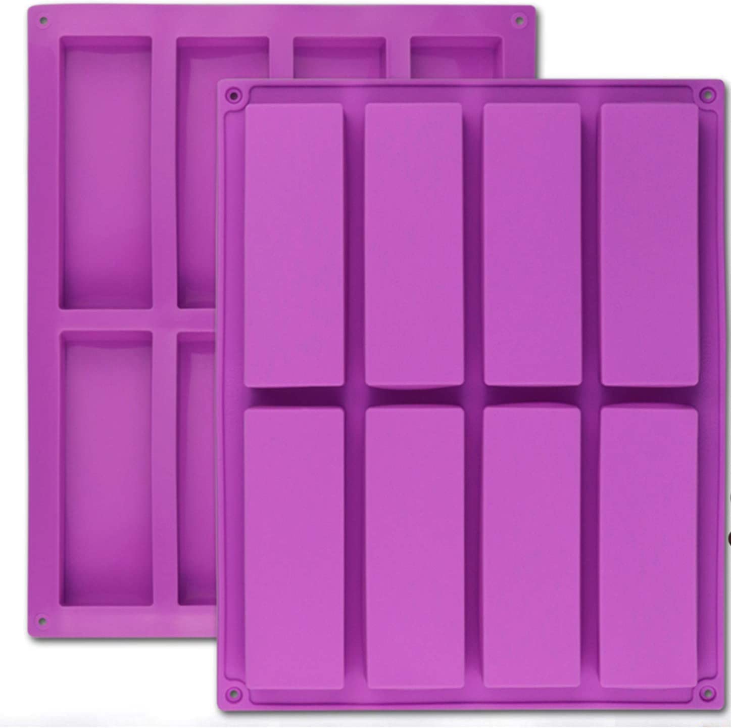 Rotdam Large Rectangle Silicone Mold 2 Pcs 8-Cavity Granola Bar Nutrition Cereal Bar Moulds Baking Pan For Energy Bar Chocolate