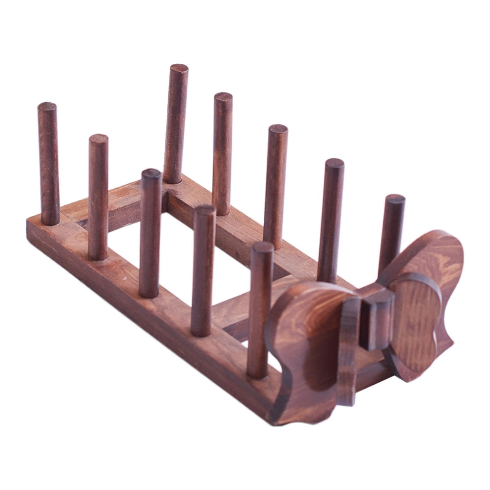 Myaddiction Wooden Dish Rack Plate Storage Rack Plate Rack Stand For Home Cupboard Decor Brown