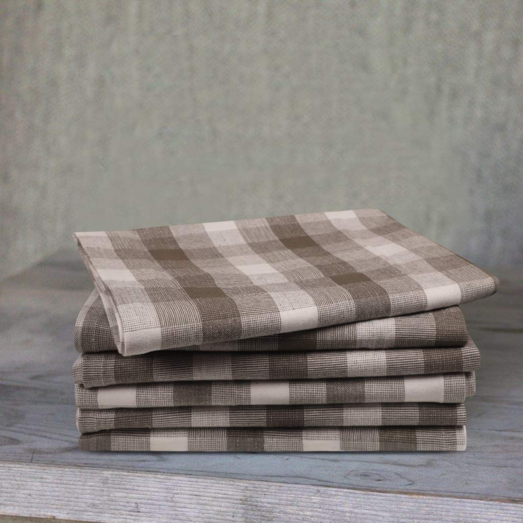 Gratico Kitchen Towels Set Of 6 Grey/White Checks Kitchen Towels 20X30 Inches 100% Cotton Highly Absorbent Kitchen Towels Premiu