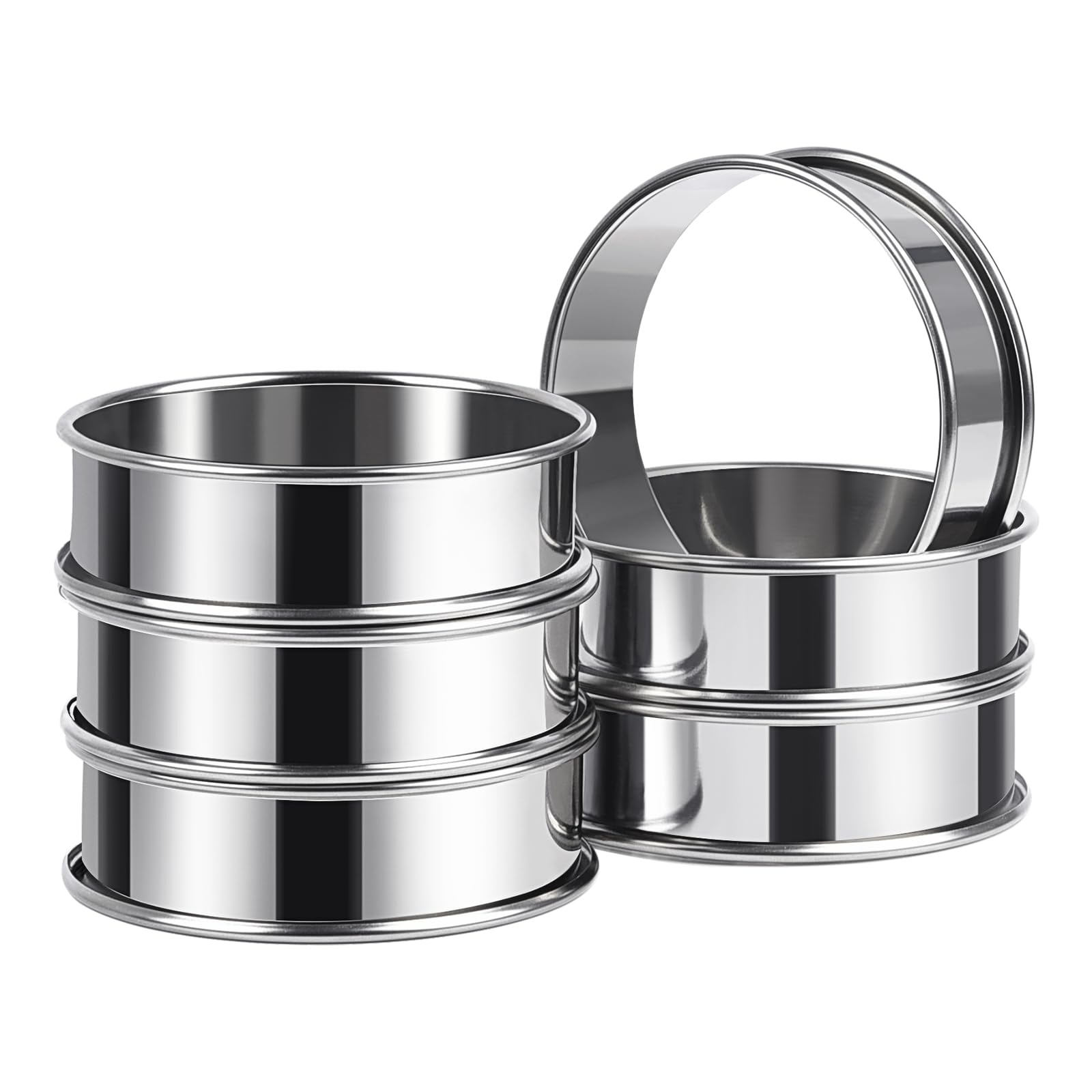 Arritz 3.15Inch English Muffin Rings, 6Pcs Double Rolled Stainless Steel Rings Molds For Cooking English Muffin