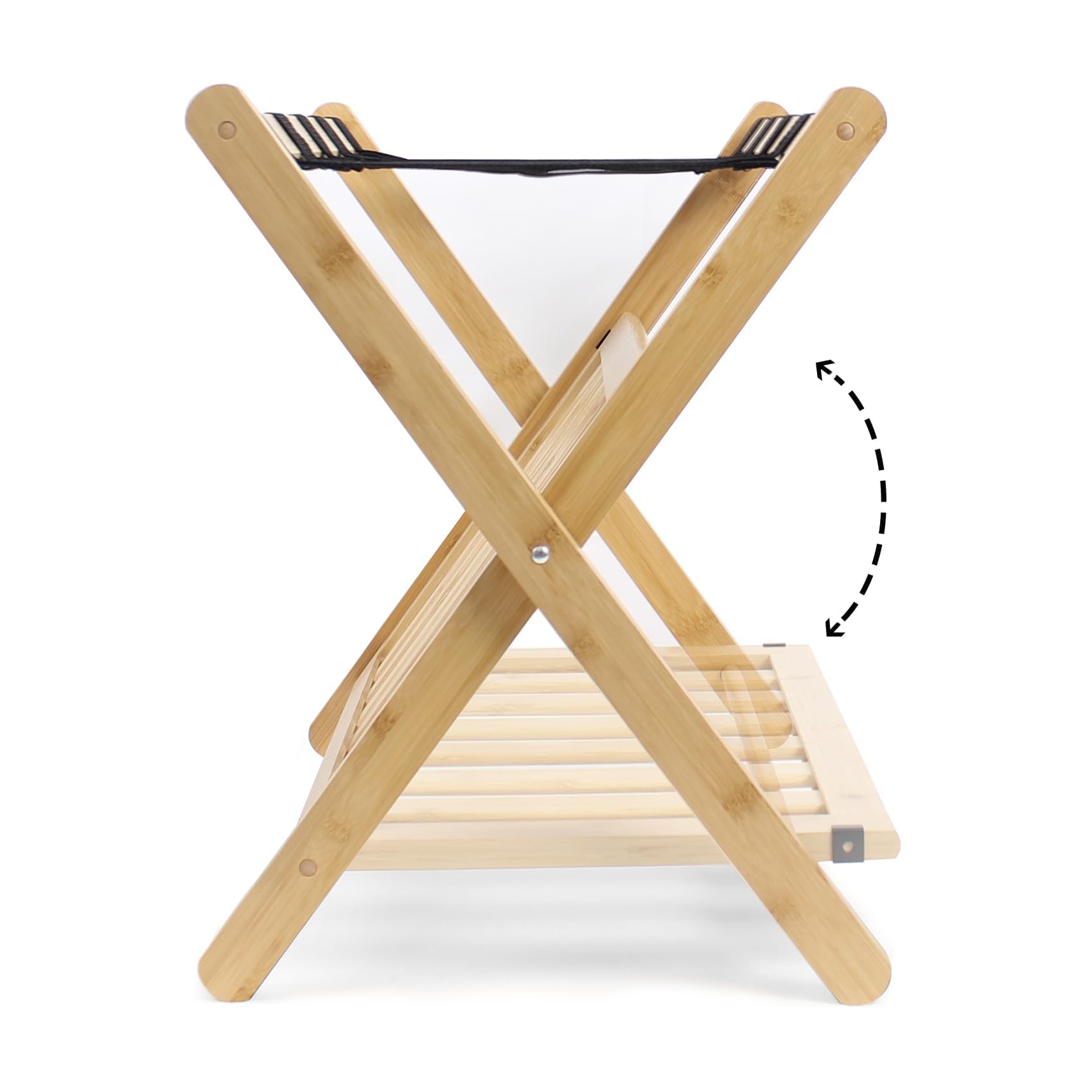 Smart Fendee Set Of 2 Fully Assembled Bamboo Luggage Rack, 5 Nylon Straps Folding Suitcase Stand With Storage Shelf, Luggae Stan