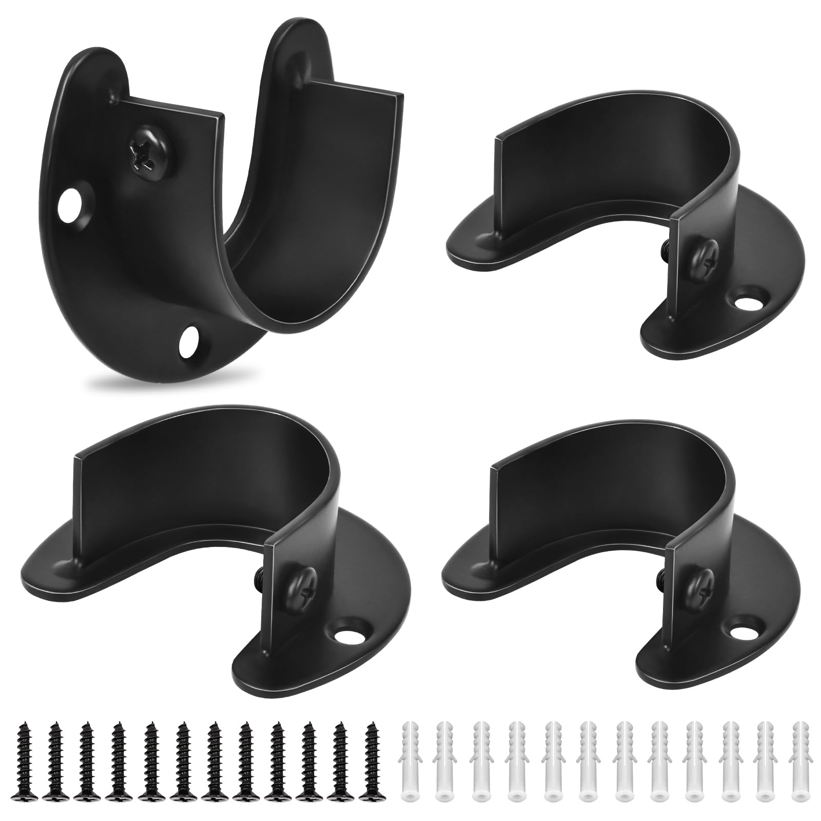 Closet Rod Bracket, Closet Rod Holders, Stainless Steel, Heavy Duty Closet Rod End Support U Shaped Wardrobe Brackets Closet Pol