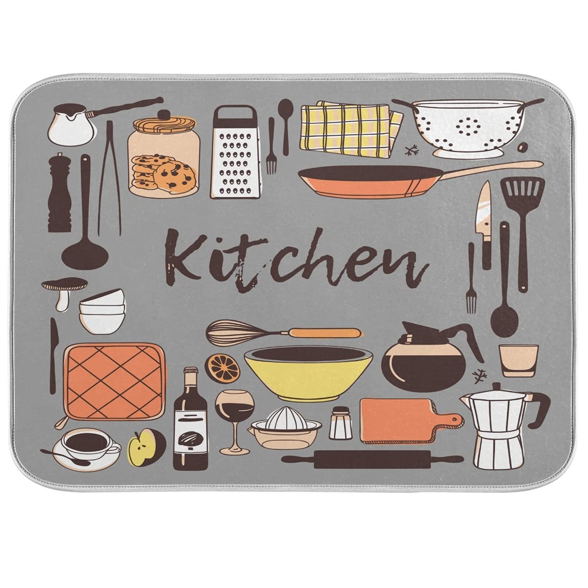 Kitchen Tools Microfiber Dish Drying Mat 18X24 For Kitchen Counter Grey Reversible Dishes Pad Dish Drainer Rack Mats Absorbent F