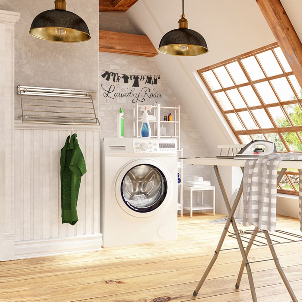 Superdant Laundry Room Wall Sticker Vinyl Clothes Icon Lettering Wall Art Decal For Home Washing Machine Dryer Laundry Room Wall