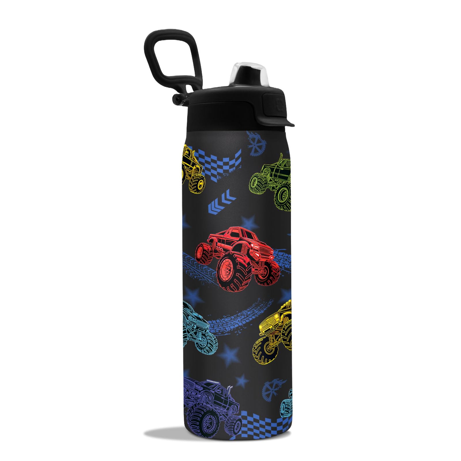 Goiicoln 2in1 Lid Monster Truck Water Bottle 22oz, Truck Cup Insulated