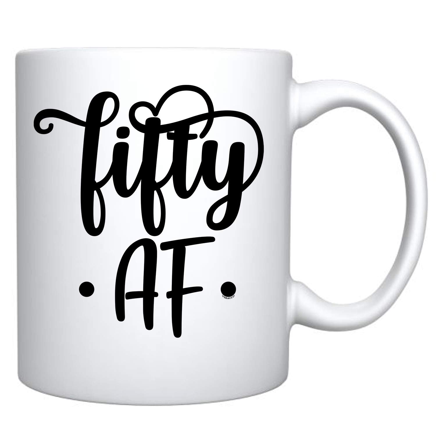 Veracco Fifty AF 50 Years Old Ceramic Coffee Mug Funny Birthday Gifts For Him Her Fifty and Fabulous (White, Ceramic)