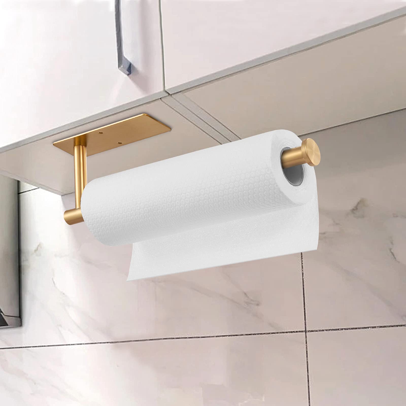 Paper Towel Holder Under Cabinet, Self Adhesive Wall Mount Paper Towel Holder, Sus304 Stainless Steel Under Cupboard Paper Towel