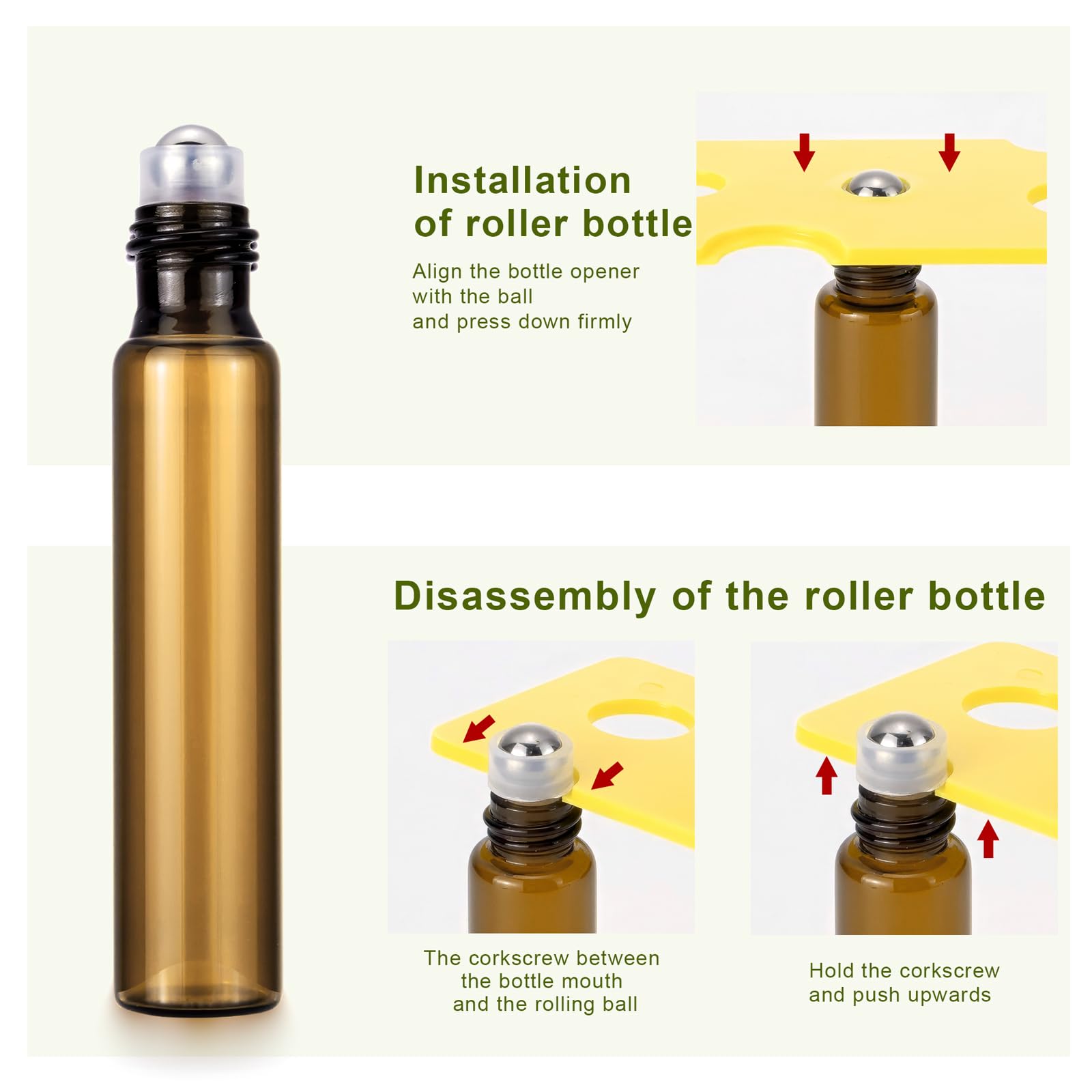10Ml Small Essential Oils Roller Bottles For Oils, 8-Pack 1/3 Oz Slim Amber Glass Roll-On Bottles For Essential Oils, Empty Eye