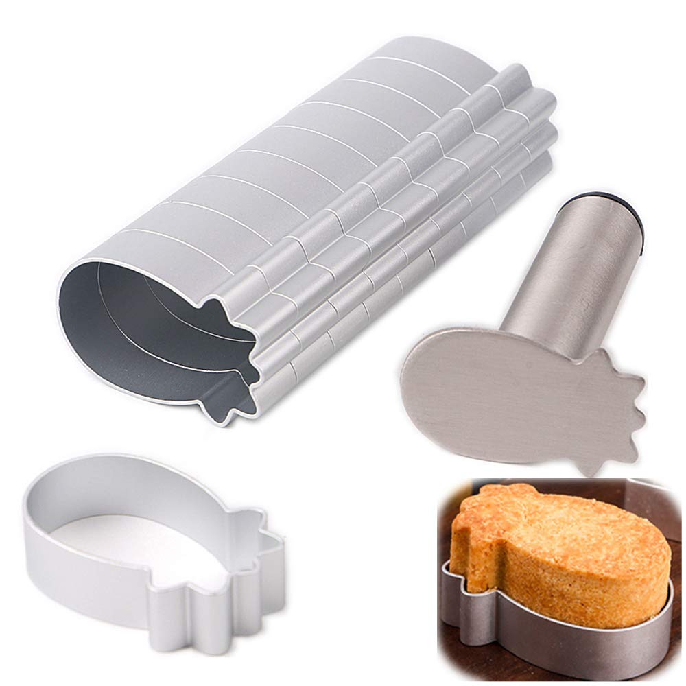 Lobake Pineapple Shape Aluminium Press Cookie Cutter With Handle Stamp Metal Biscuit Mold Fondant Presser For Baking Set