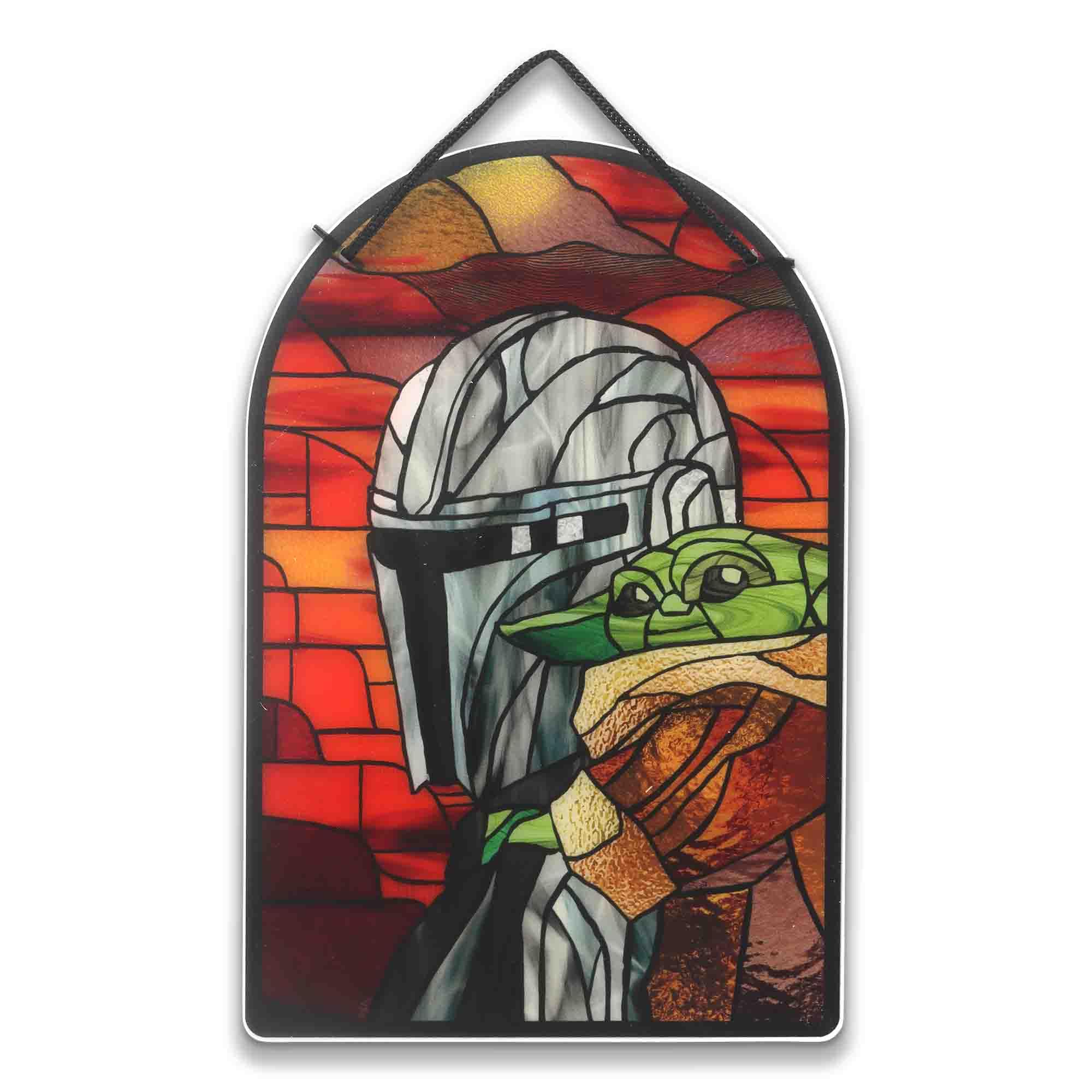Open Road Brands Disney Star Wars Mandalorian and Grogu Hanging Acrylic Wall Decor - Iconic Adventure Sign for Bedroom or Movie 