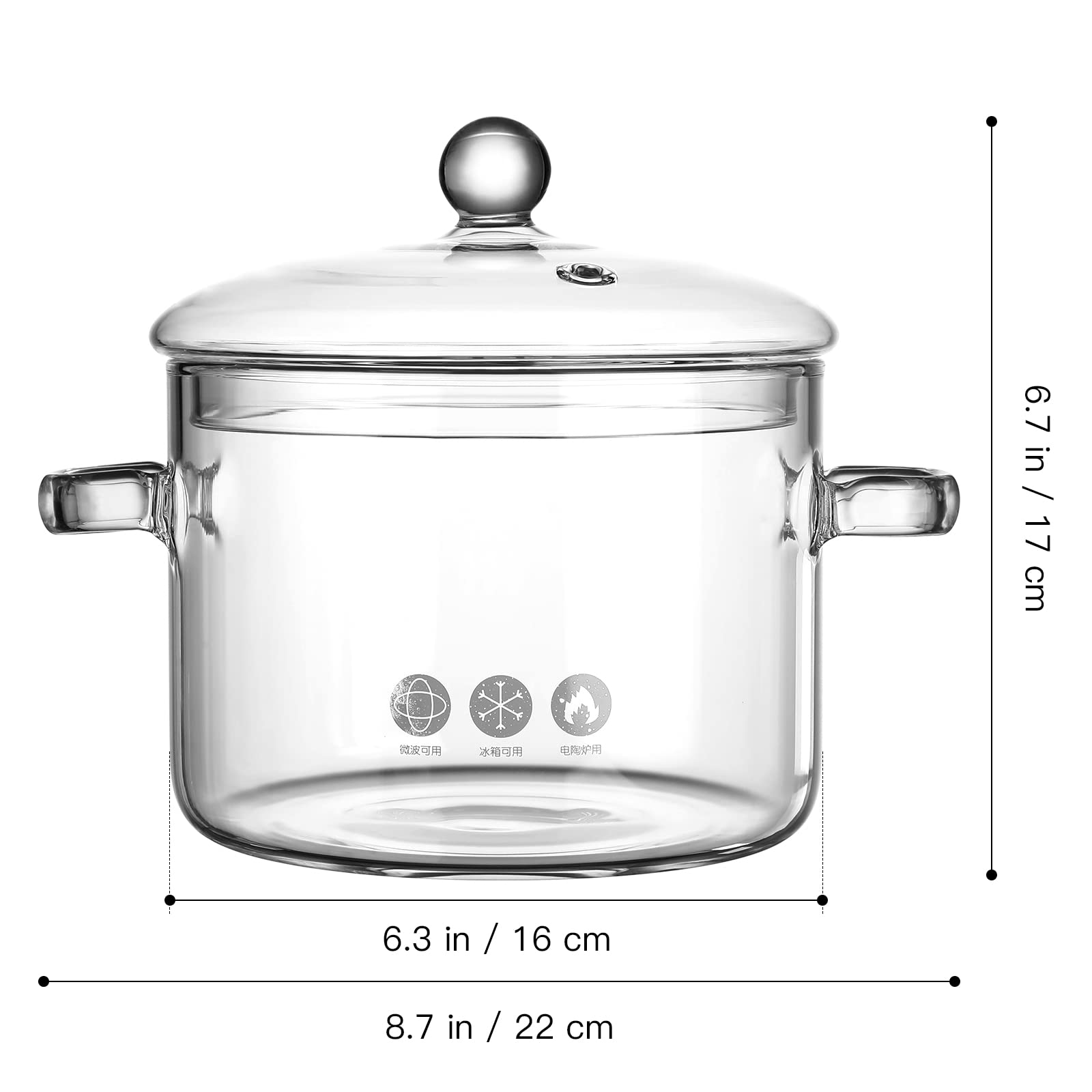 Cooking Pot Glass Simmer Pots: 1.9L/64Oz Glass Saucepan Borosilicate Glass Handmade Cookware Set Stovetop Pot - Safe For Pasta N