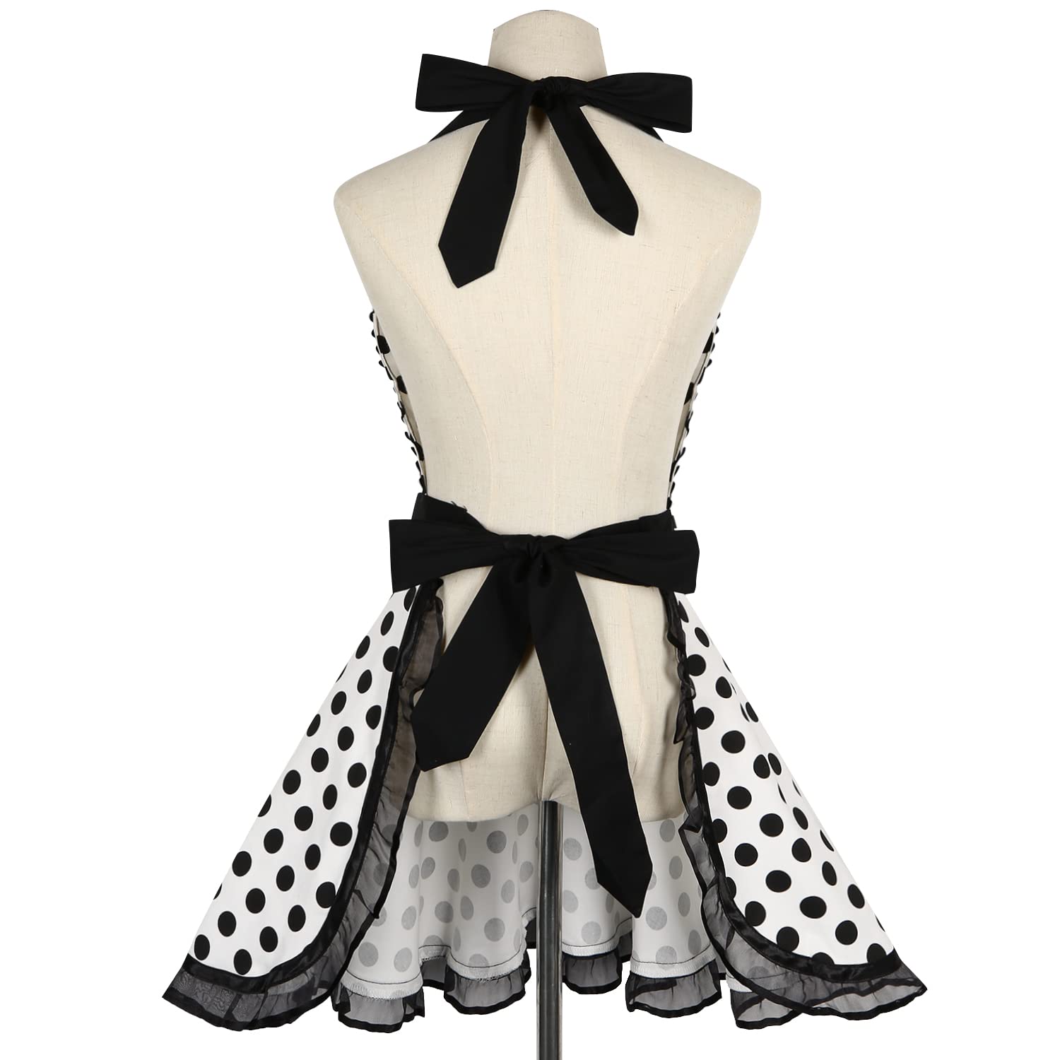 Violet Mist Cute Lovely Retro Aprons For Women Girl Ladies Sexy Sweetheart Vintage Aprons 50S Black Polka Dot Christmas Apron Ka