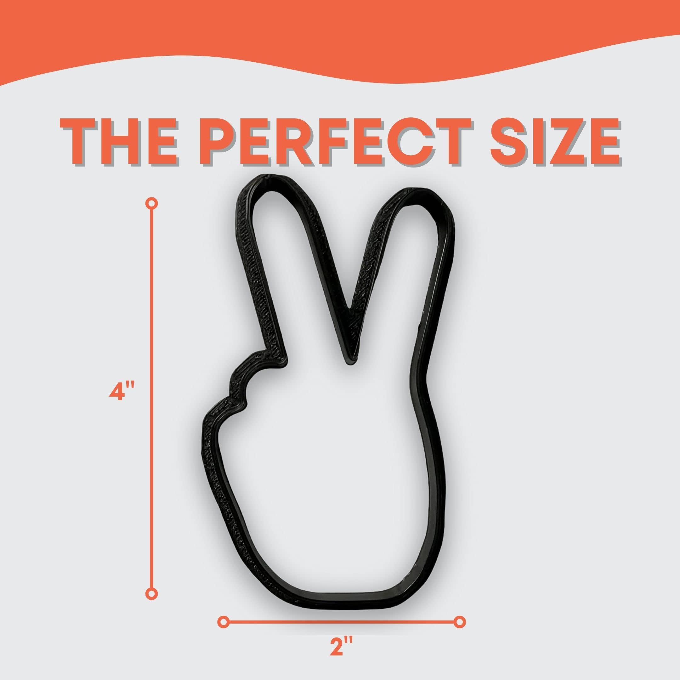 Peace Sign Fingers Cookie Cutter Polymer Clay Cutter With Easy To Push Design (4 Inch)
