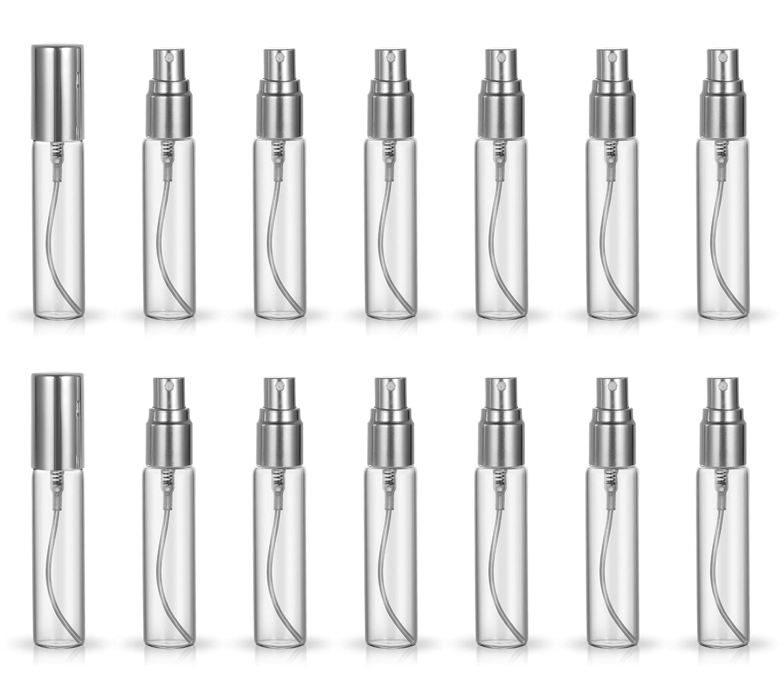 Zbfwmx 20 Pack Set 10Ml Protable Refill Bulk Atomizer Spray Travel Perfume Bottle Hydrating Empty Bottle (Sliver Caps)