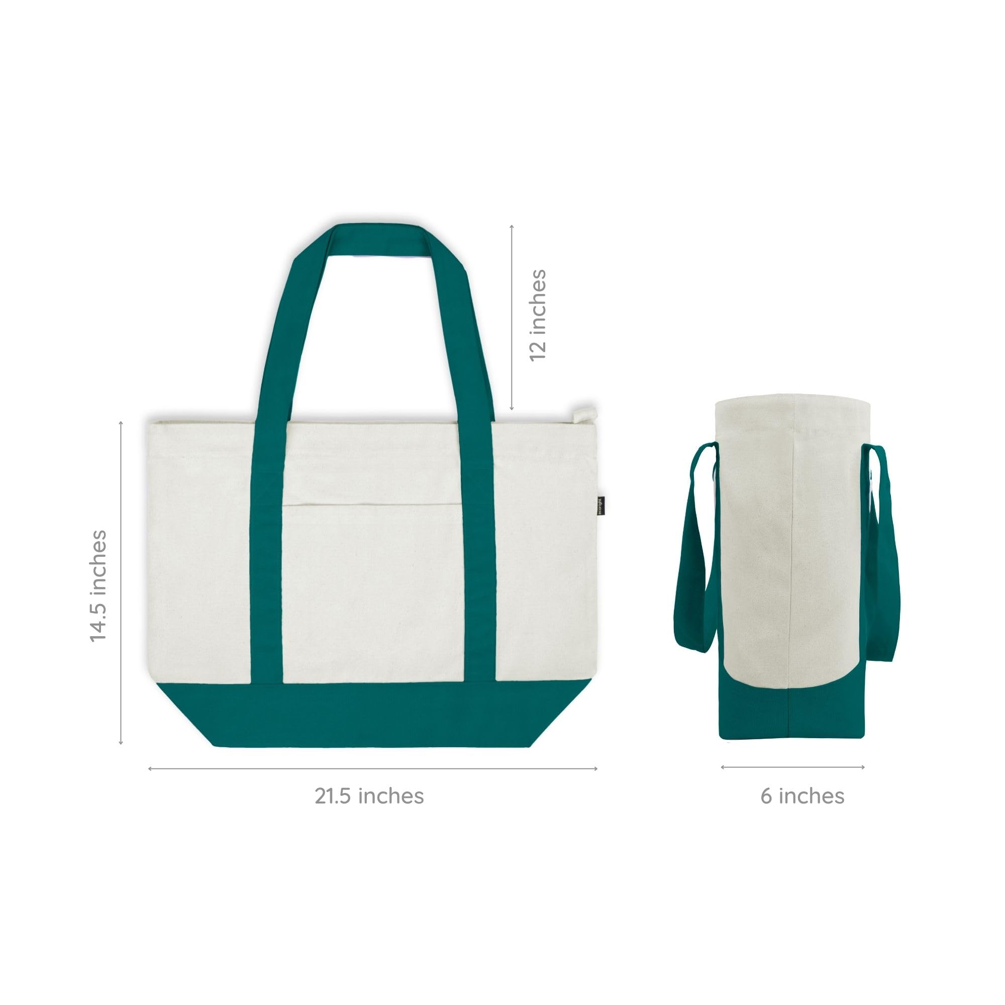 Ecoright Canvas Tote Bag For Women With Zip & Pocket, Large Tote Bags For Women, Tote Bags For Men, Shopping, Beach Tote Bag