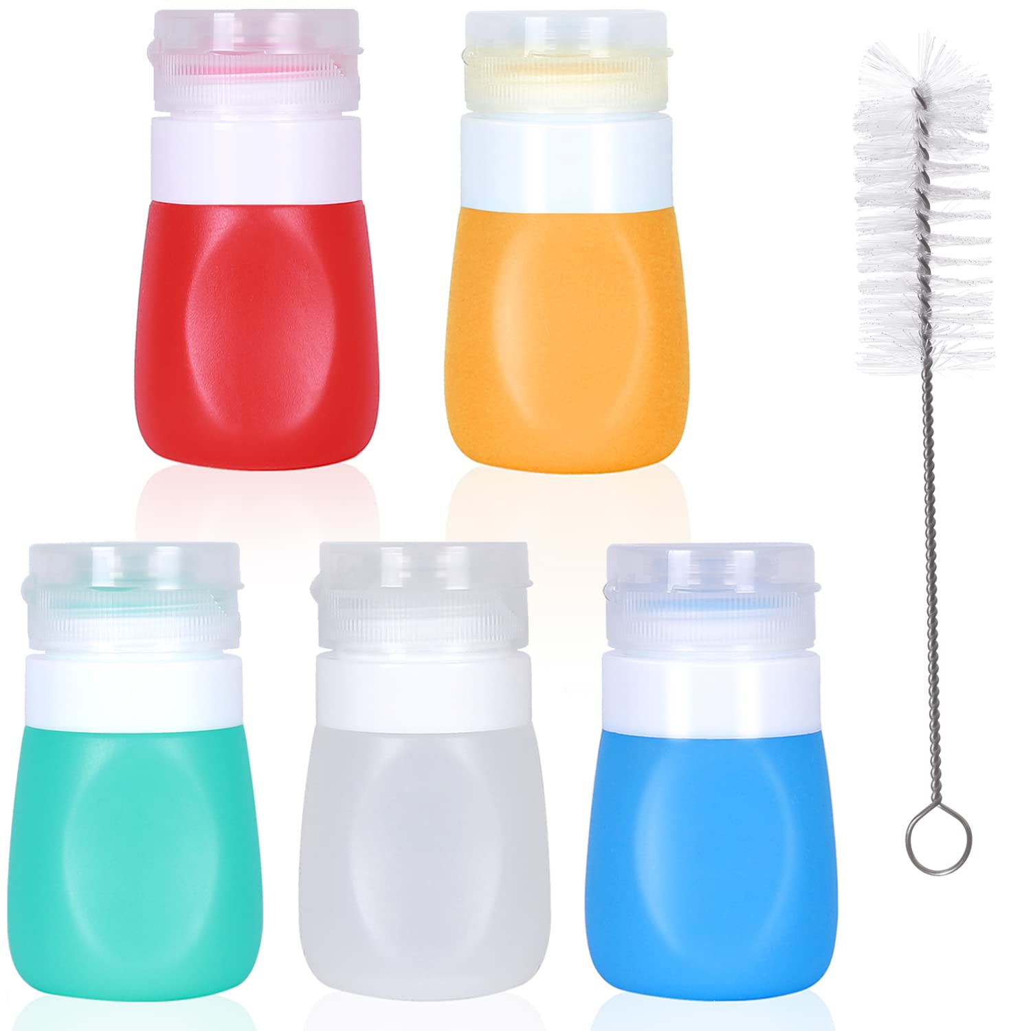 Pugez Salad Dressing Container To Go, Condiment Squeeze Bottles, Portable Salad Dressing Bottles With Cleaning Brush, Salad Dres