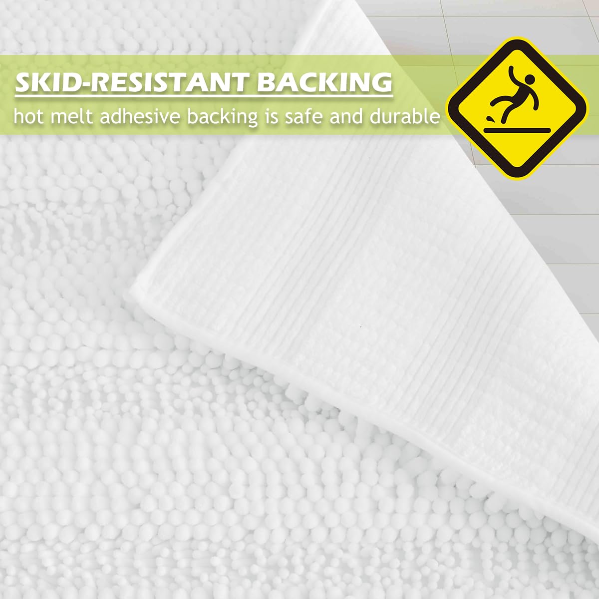 Bathroom Rugs - Super Soft Bath Mat Non-Slip Plush Carpet Runner For Tub Washable Absorbent Microfiber Chenille Floor Carpet For