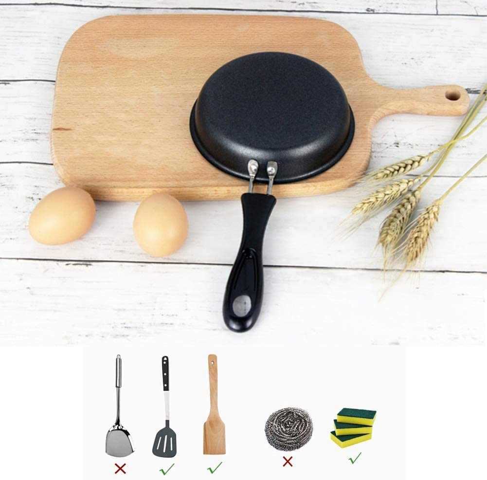 Demoyaya One Egg Frying Pan, Mini Induction Frying Eggs Pan, 4.7'' Single Egg Durable Small Pan With Handle Heat Resistant Non S
