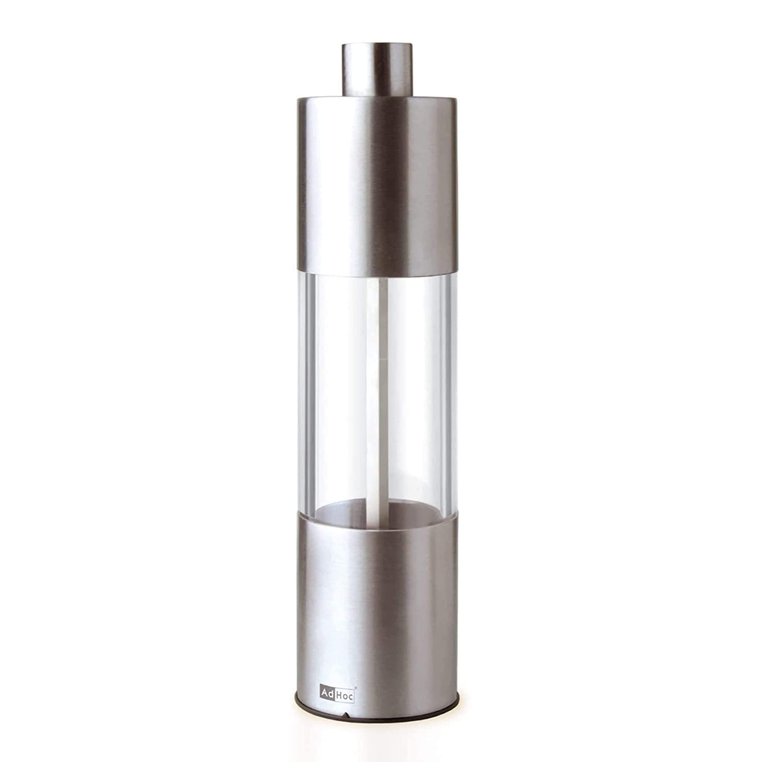Adhoc Classic Medium Pepper Or Salt Mill - Acrylic Salt & Pepper Grinders With Grinder Closing Mechanism - Refillable Spice Tool