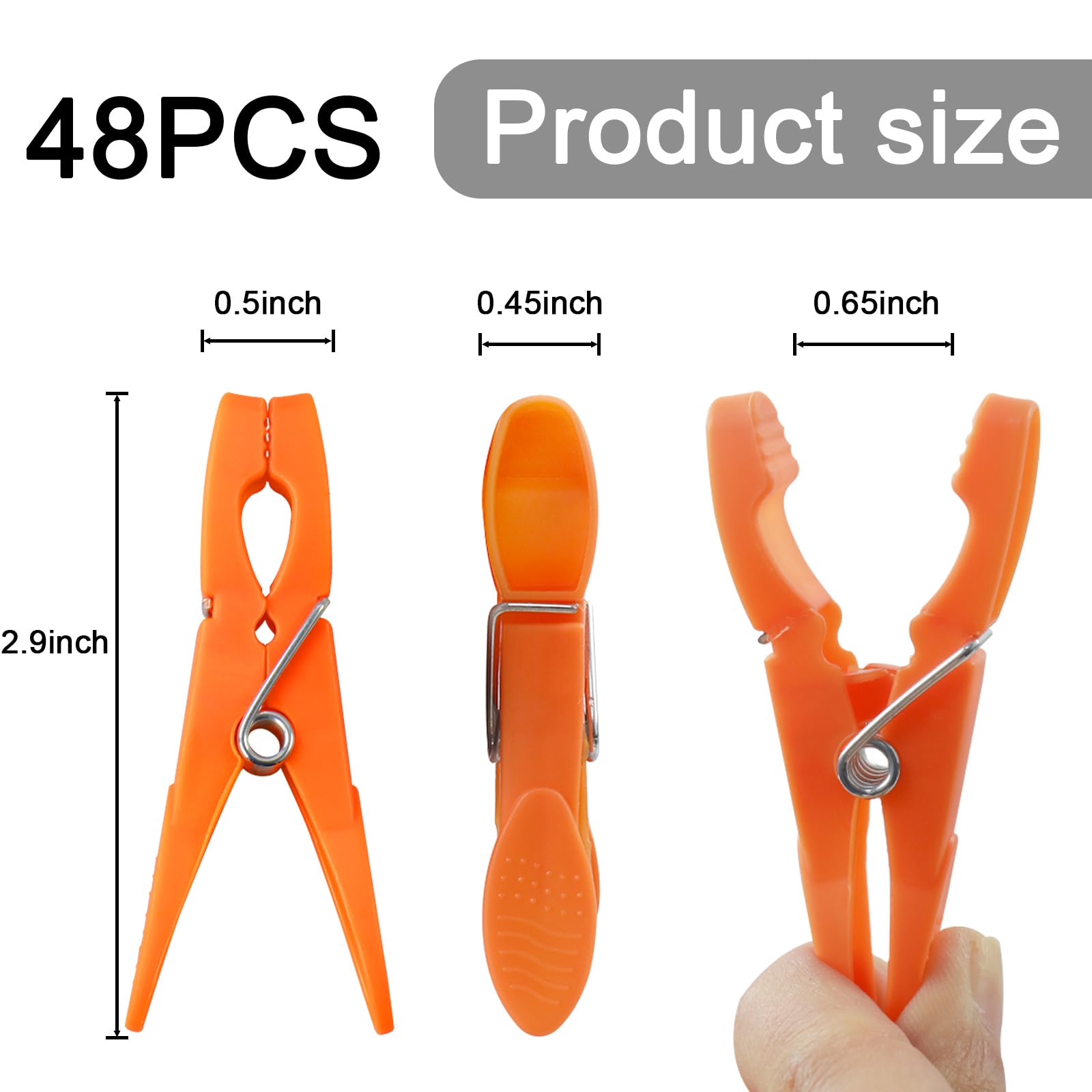 48 Pack Colorful Plastic Clothespins, Heavy Duty Laundry Clothes Pins Clips Pegs, Drying Line Pegs Small Colored Clothes Pins Fo