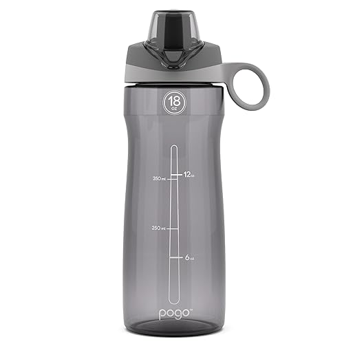 Pogo BPA-Free Tritan Plastic Water Bottle with Chug Lid  18 Oz  Grey