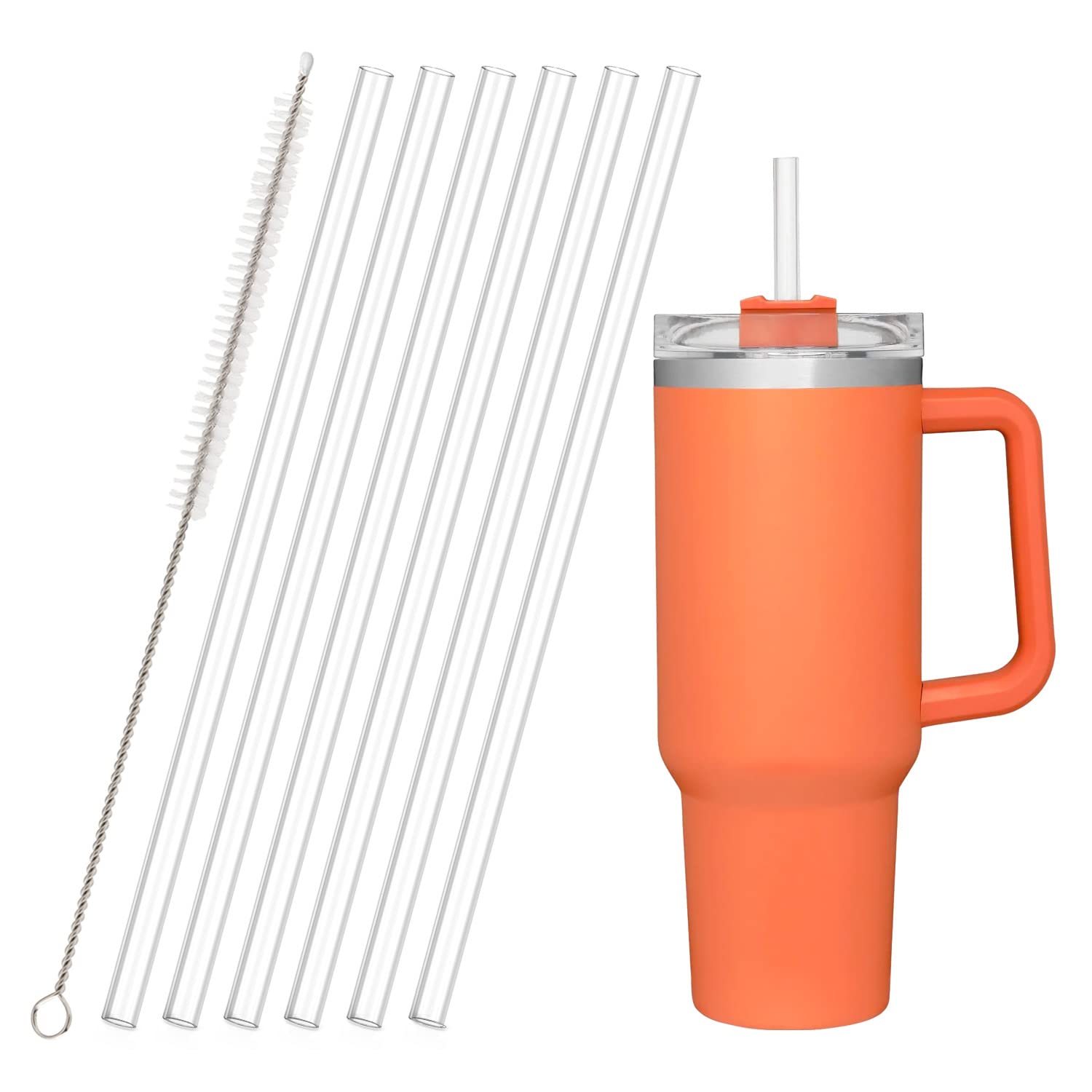 Replacement Straws For Stanley 40 30Oz Adventure Quencher Travel Tumbler 6Pack, Yoelike Reusable Clear Straws With Cleaning Brus