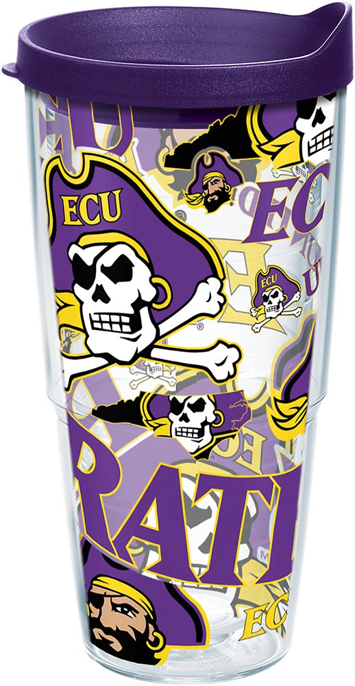 Tervis Made in USA Double Walled East Carolina University Pirates Insulated Tumbler Cup Keeps Drinks Cold & Hot, 24oz, All Over