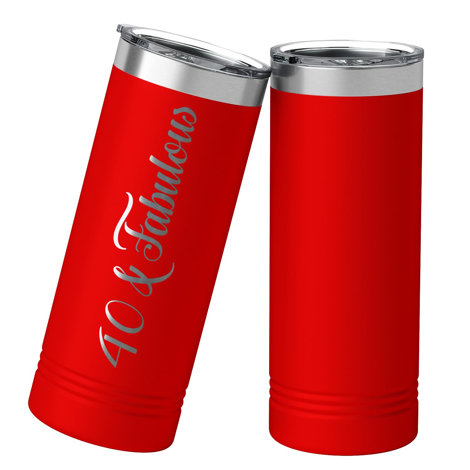40 & Fabulous 22 Oz Skinny Tumbler 40Th Birthday Gifts For Women On Red Decorations Funny Present Vacuum Insulated Cup With Stra