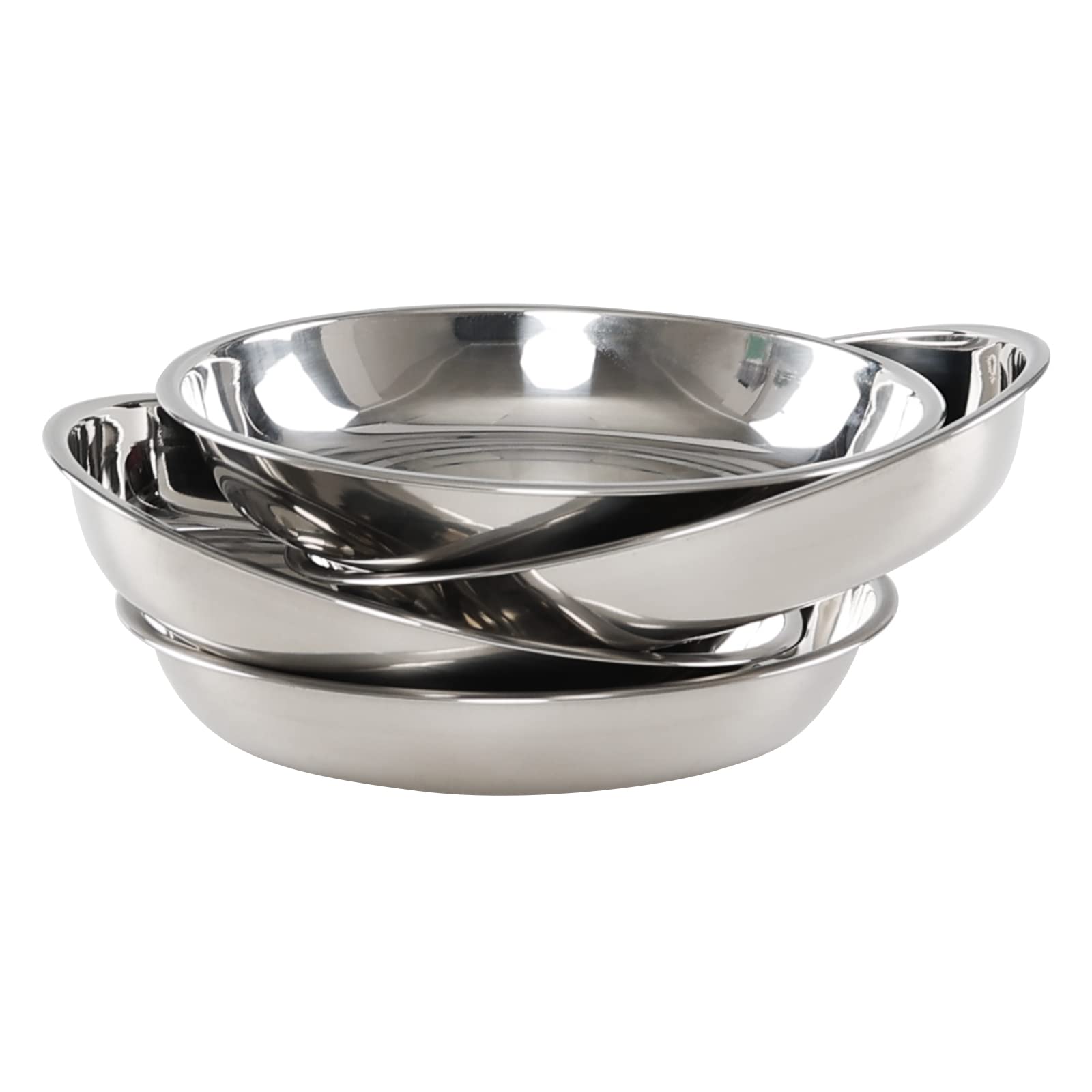 Rinboat Stainless Steel Round Plates, Camping Dinner Plates, 4 Packs, 8.66 Inches