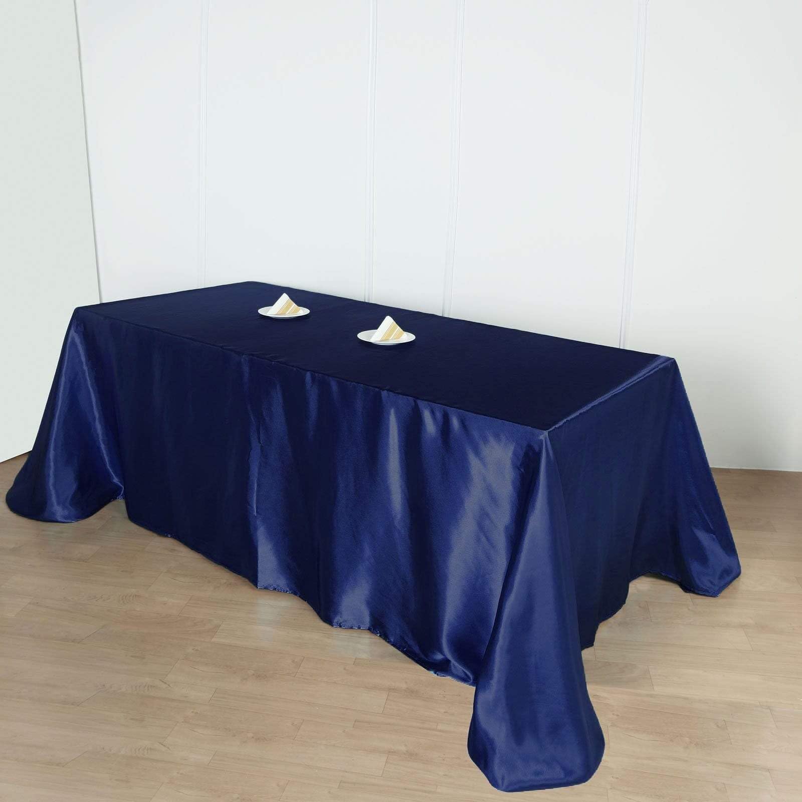 Balsacircle 90X156 Inch Royal Blue Satin Rectangle Tablecloth Table Cover Linens For Wedding Table Cloth Reception Events Kitche