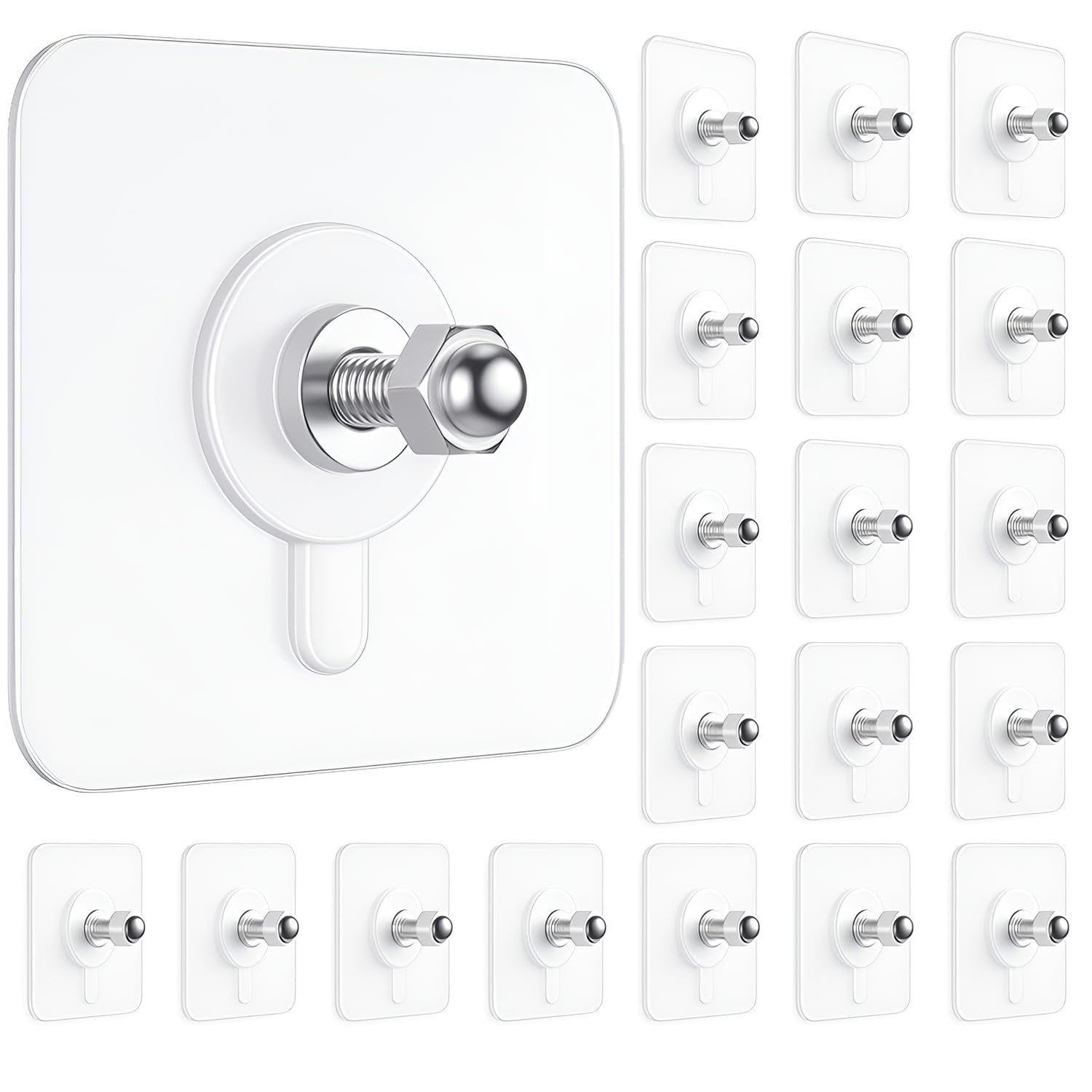 Daluci 20 Pcs Self Adhesive Screw Hooks For Hanging | Heavy Duty Adhesive Wall Hooks For Wall Heavy Items | Sticker Screw Wall H