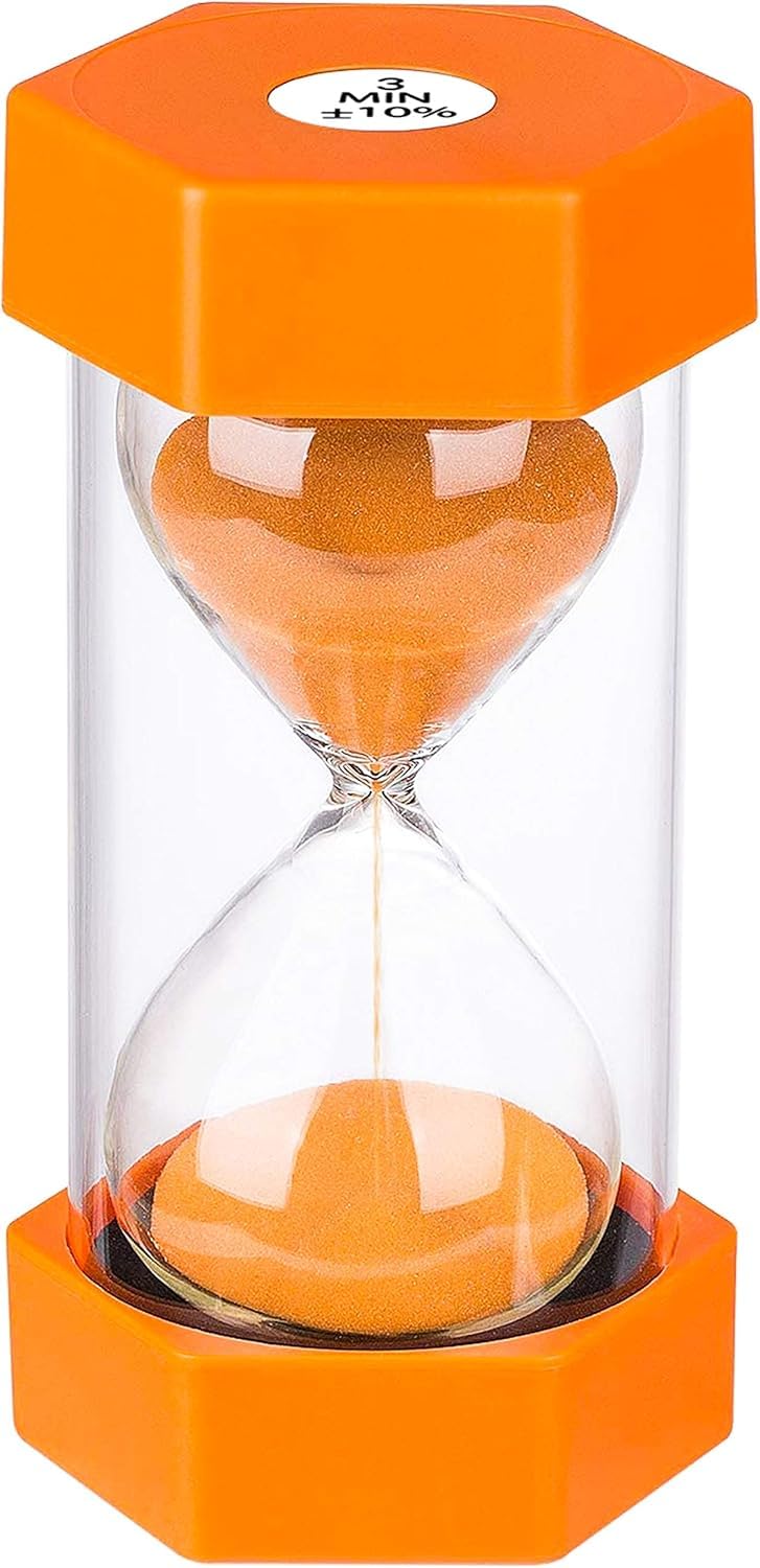 Sand Timer 3 Minute Hourglass Timer: Plastic Sand Watch 3 Min, Large Orange Sand Clock 3 Minutes, Colorful Hour Glass Sandglass