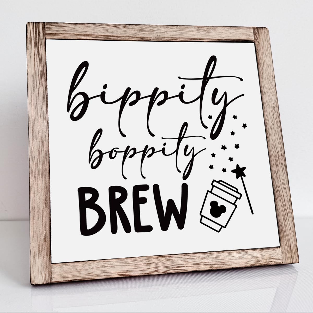 Bippity Boppity Wood Plaque Sign - Rustic Coffee Table & Kitchen Home Decor, 5.95.9in