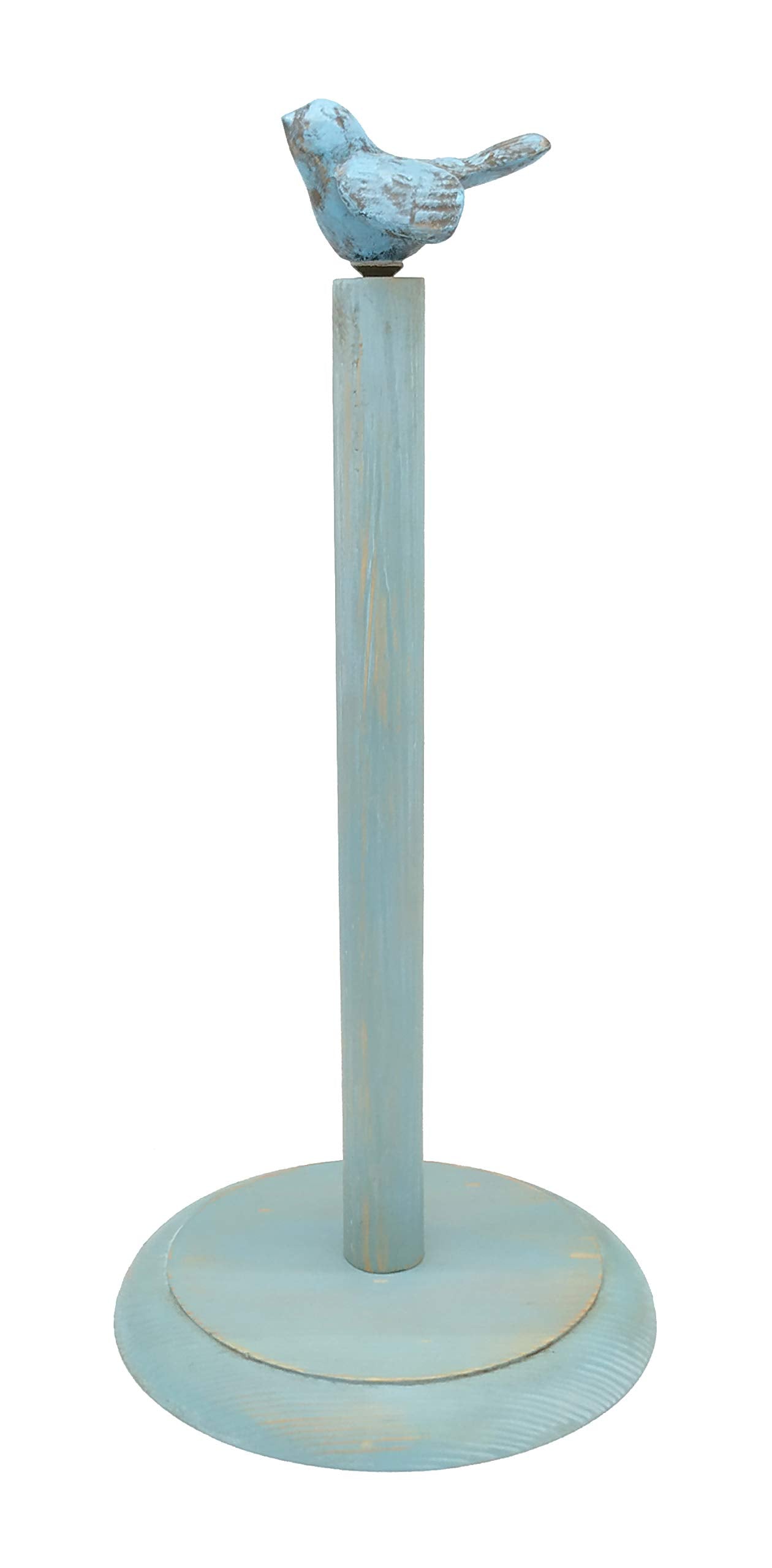 Bird Design Wood Paper Towel Holder Stand Up Paper Towel Holder, Easy One-Handed Tear Kitchen Paper Towel Dispenser With Weighte