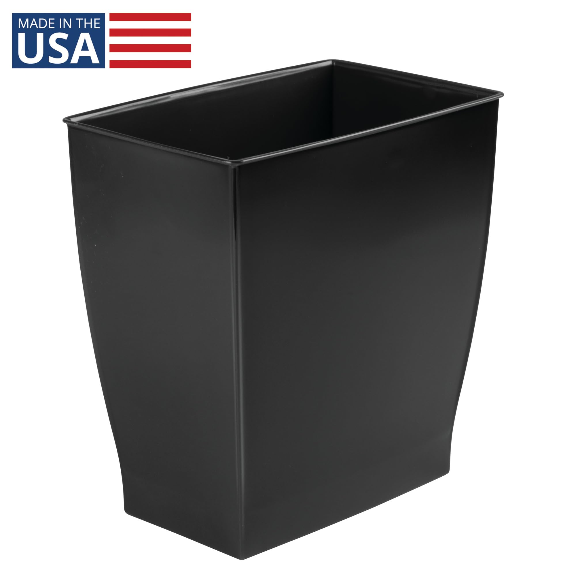 Idesign Spa Rectangular Trash Can For Bath, Bedroom, Office - 1125 X 75 X 12, 25 Gallon, Black